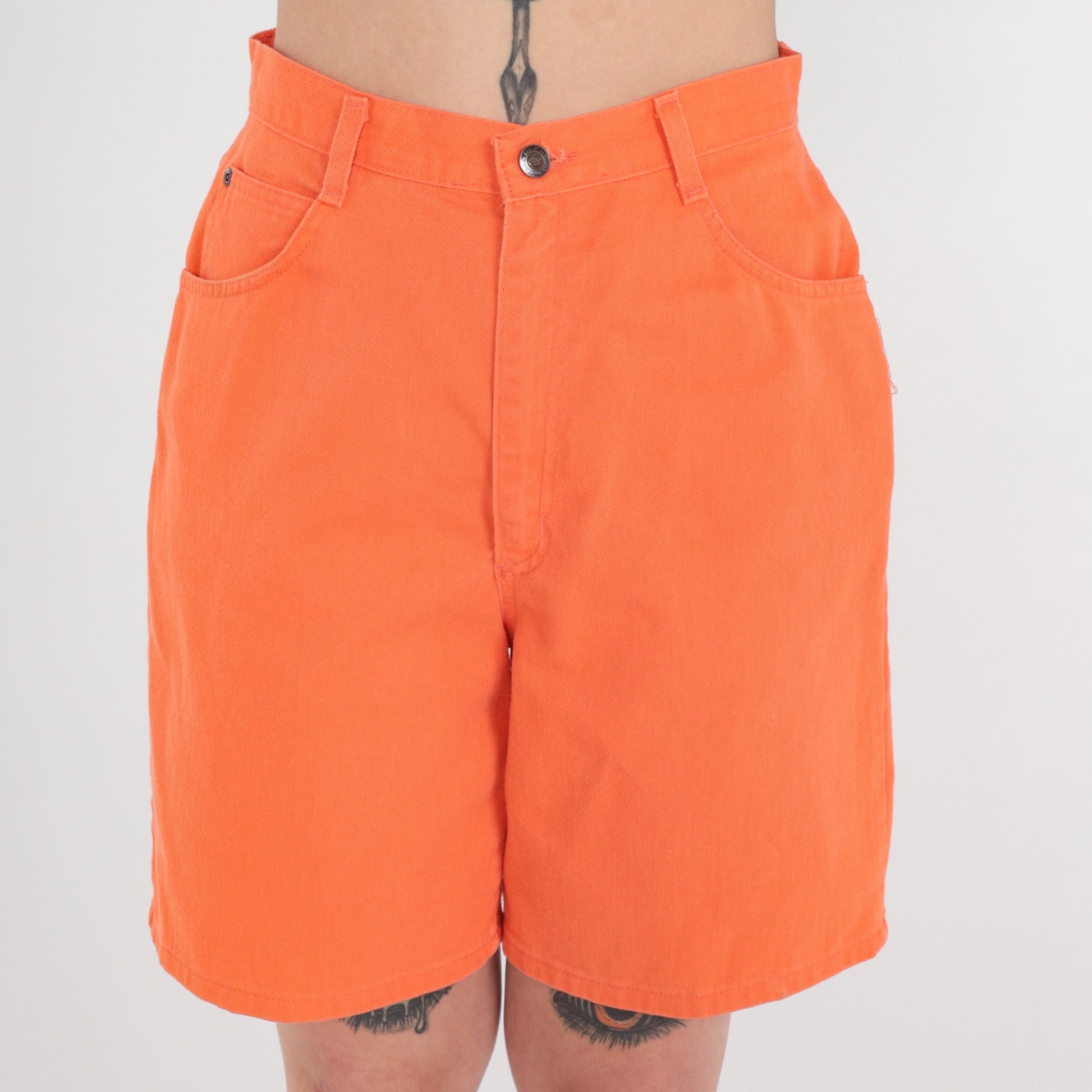 Y2K Orange High-Waisted Jean Shorts St Johns Bay Cotton Denim Size 12