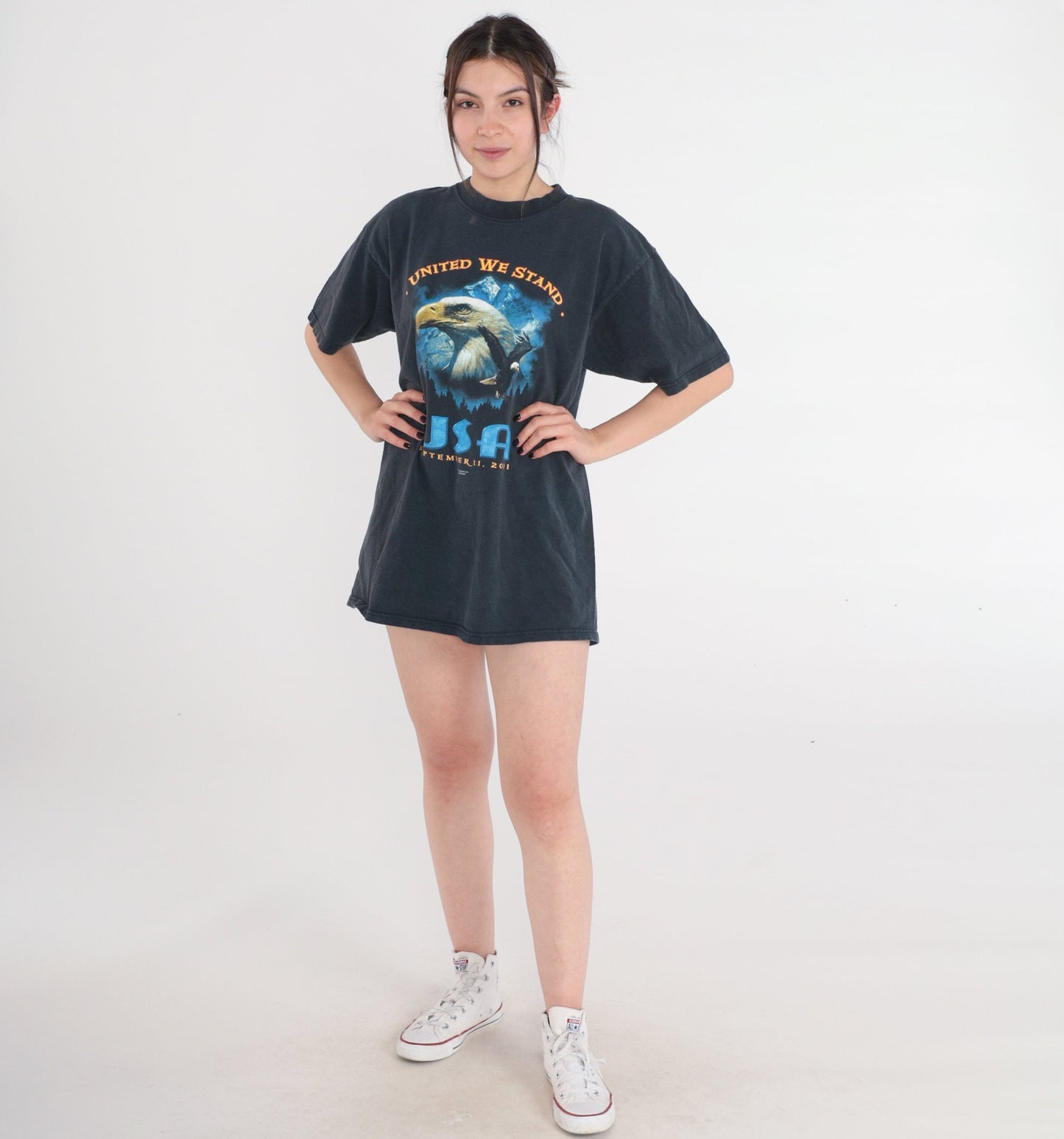 Y2K September 11 United We Stand Bald Eagle Graphic Tee Cotton Large L