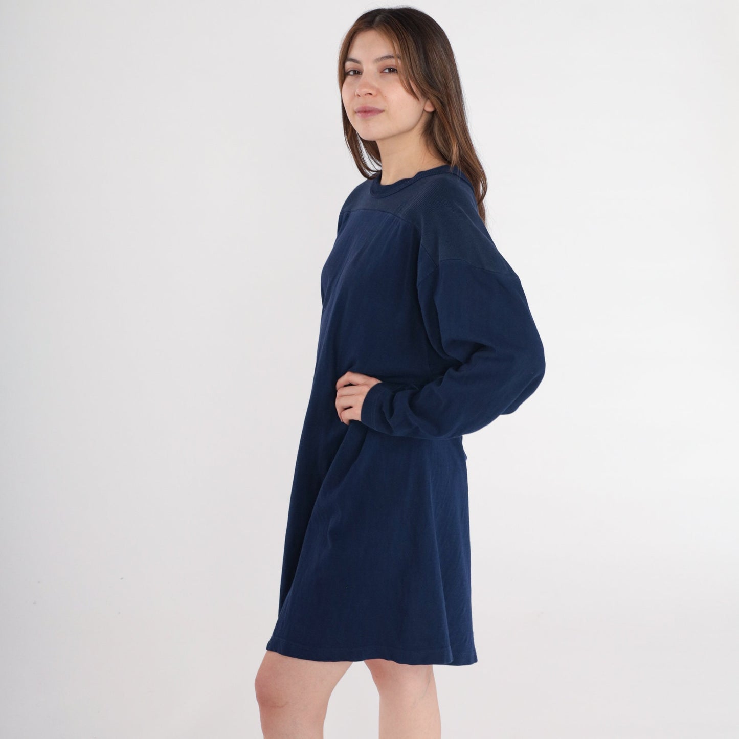 80s Wilson Navy T-Shirt Dress Plain Tee Large XL