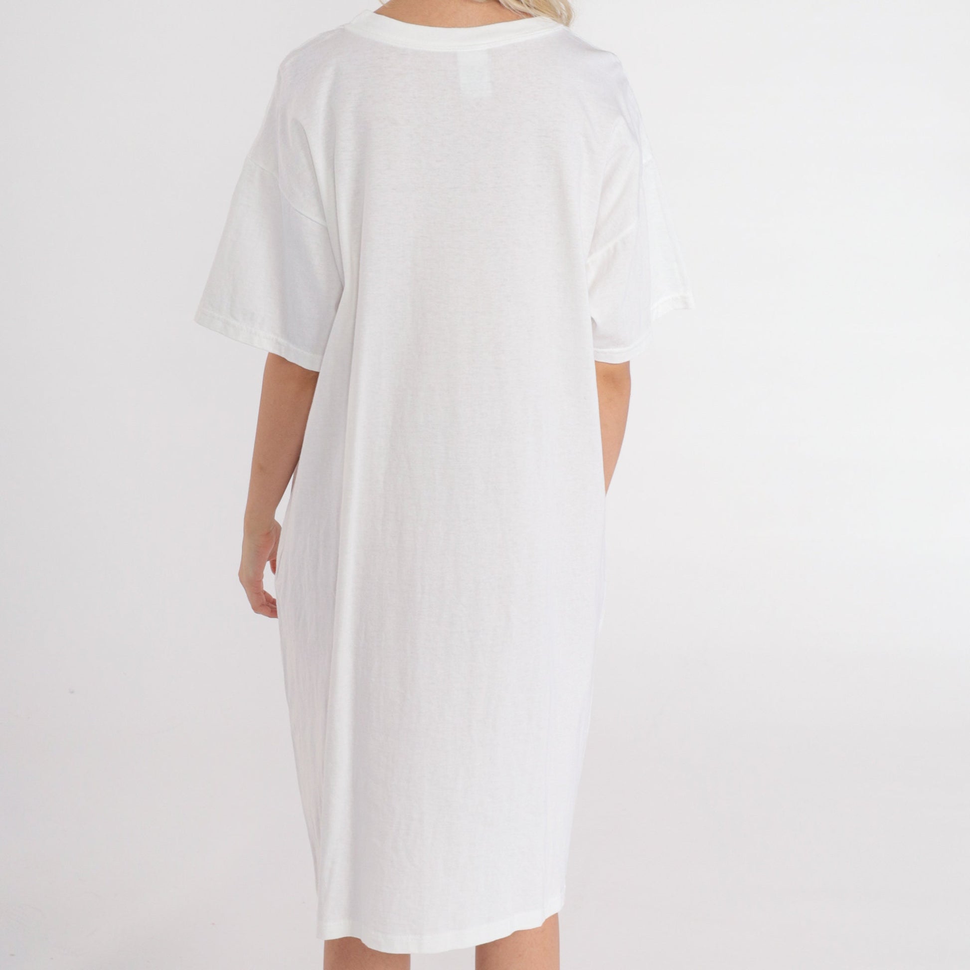 90s Gemini Zodiac Graphic T-Shirt Dress White Cotton Mini Small