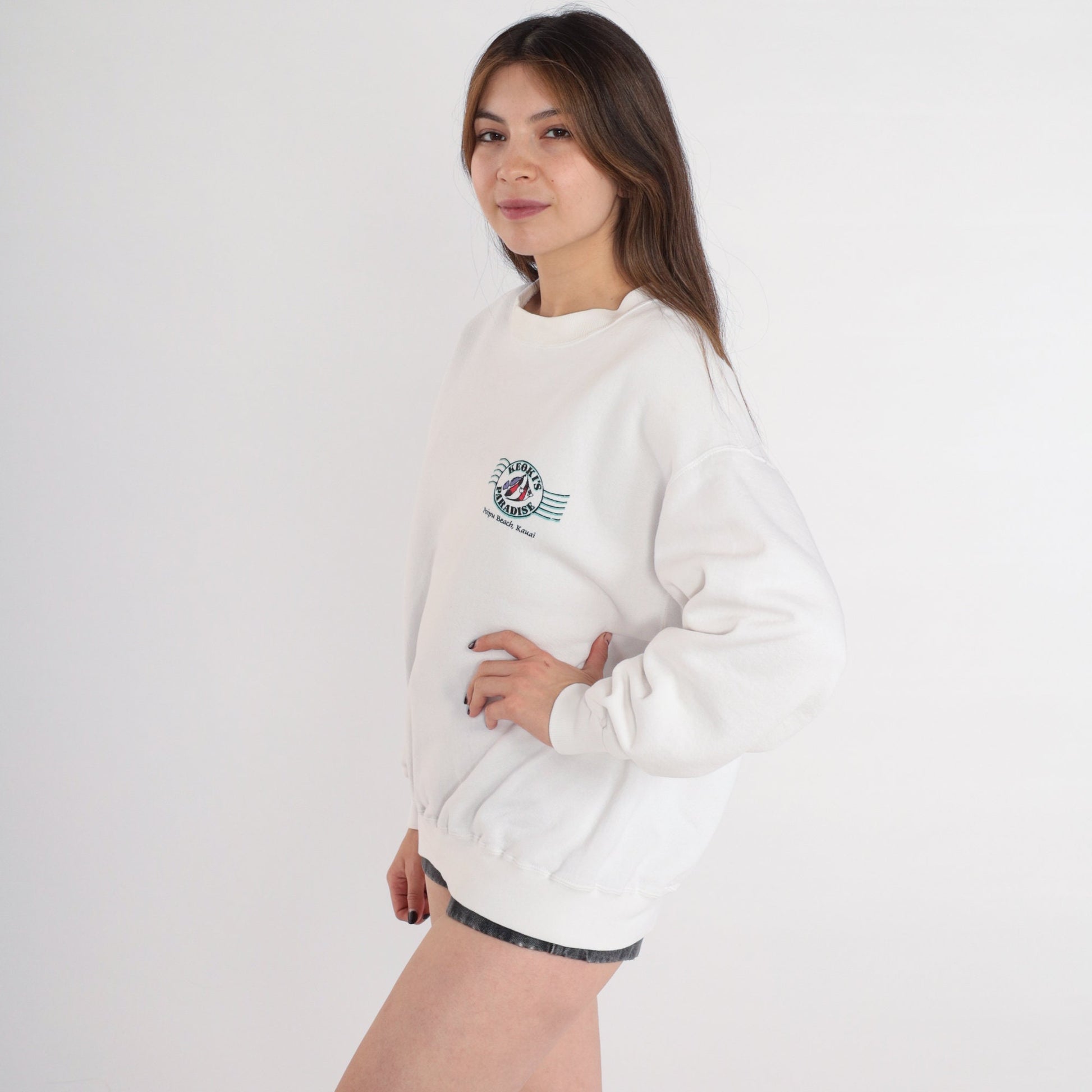 90s Keoki's Paradise Hawaii Sweatshirt White Graphic Crewneck Large