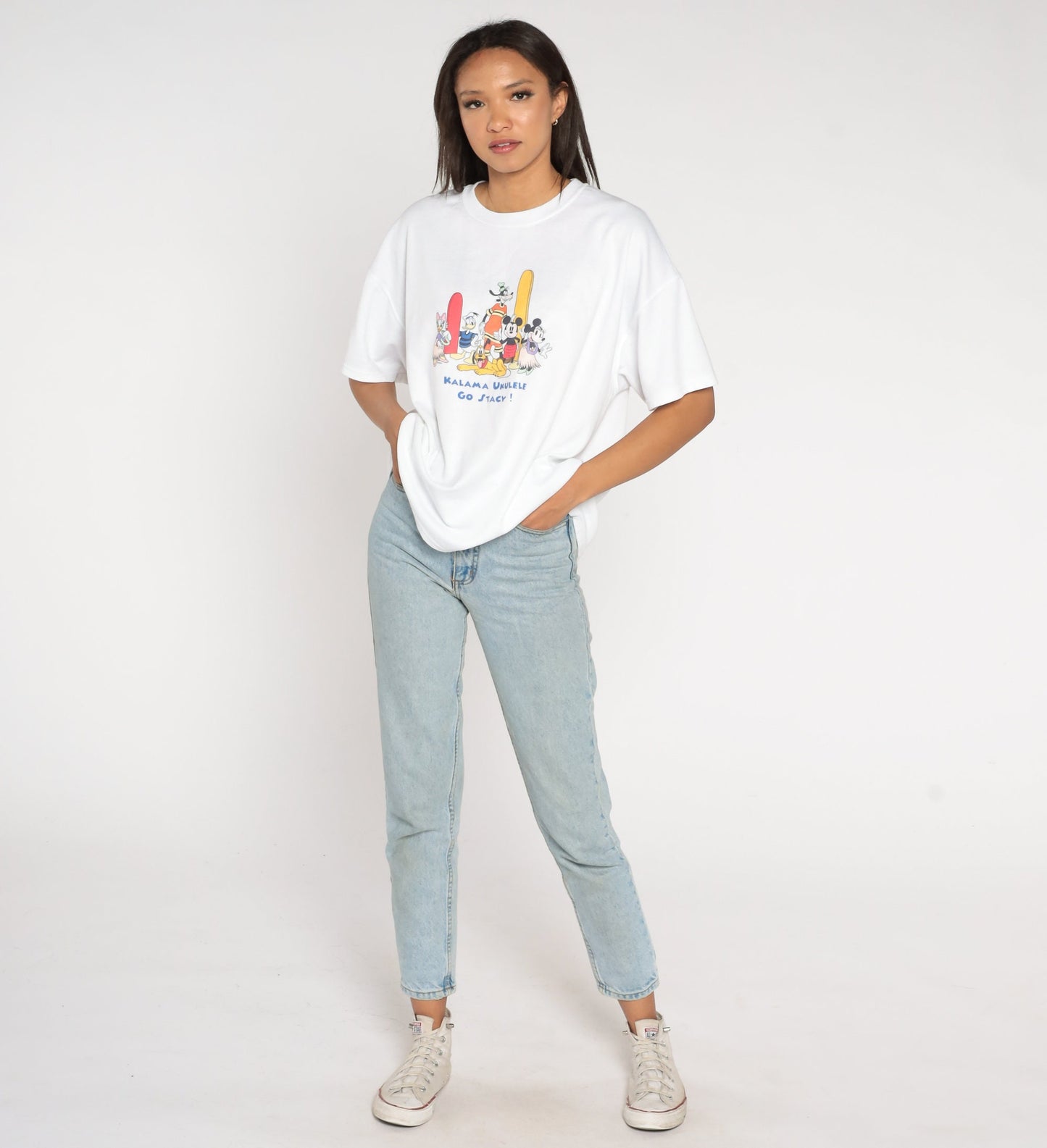 90s Disney Hawaiian Graphic T-Shirt Mickey Minnie Mouse White Extra Large XXL