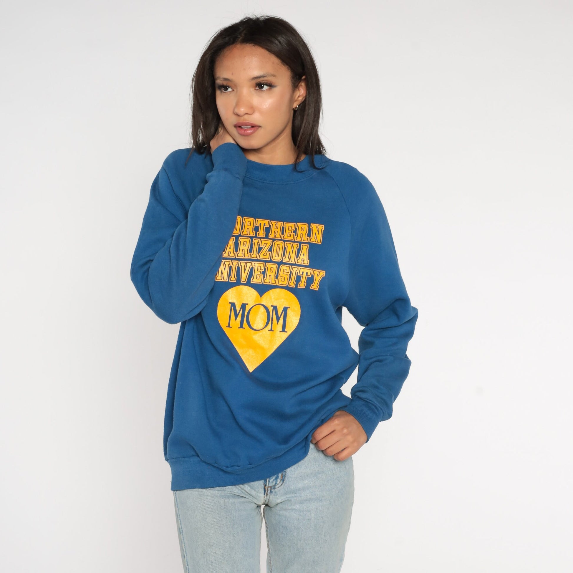 80s Northern Arizona University Mom Sweatshirt NAU Raglan Crewneck Large
