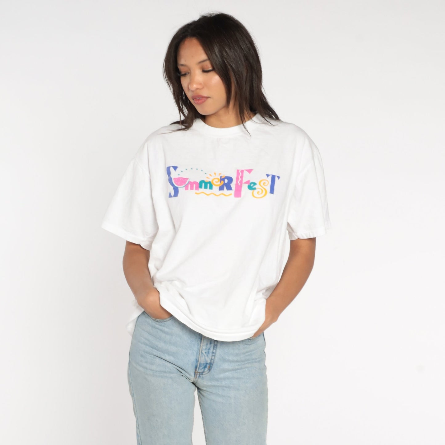90s Summerfest Milwaukee Music Festival Graphic Tee White Cotton Large L