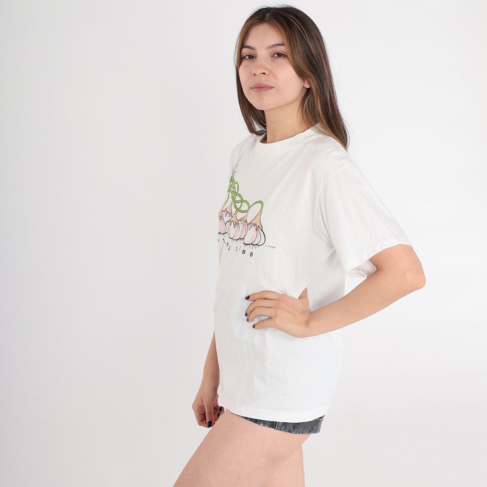 1988 Gilroy Garlic Festival Graphic T-Shirt White Single Stitch Medium