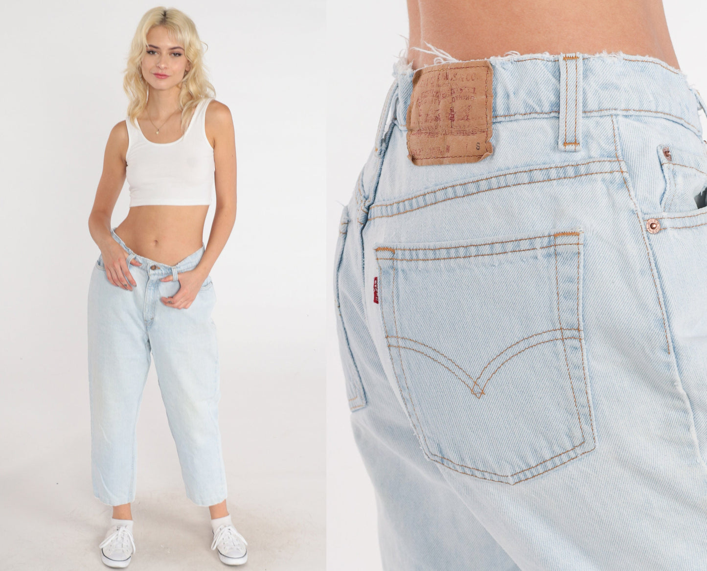 90s Levi's 512 High-Rise Mom Jeans Light Wash Tapered Cropped Medium Short