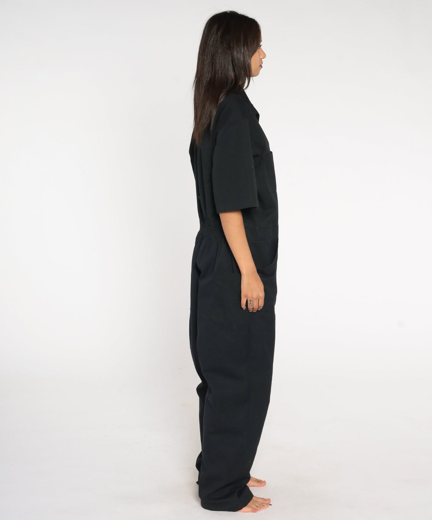 90s Black Coveralls Short Sleeve Workwear Jumpsuit Men's Large L