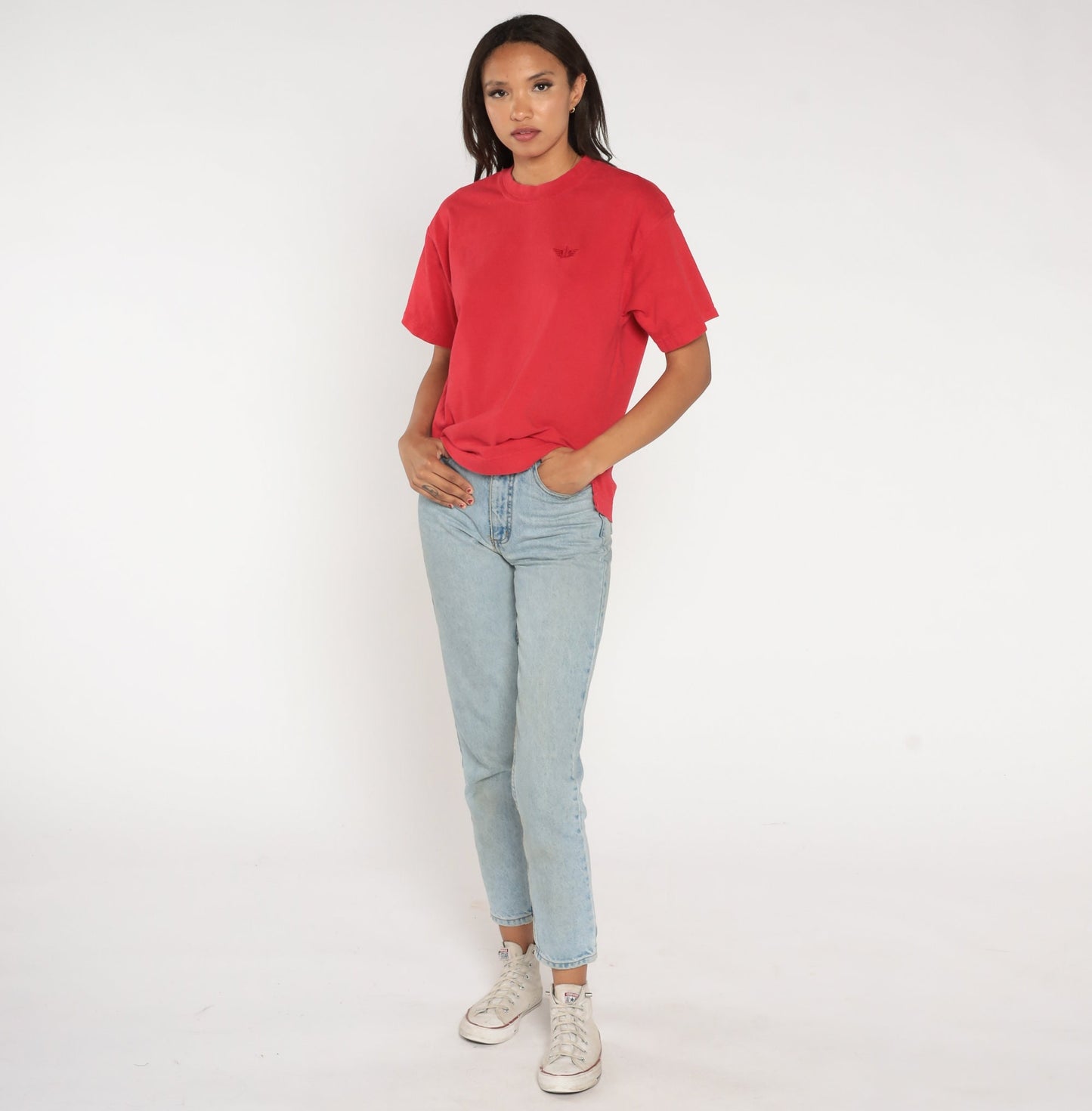 90s Dockers Red T-Shirt Embroidered Anchor Logo Cotton Tee Large