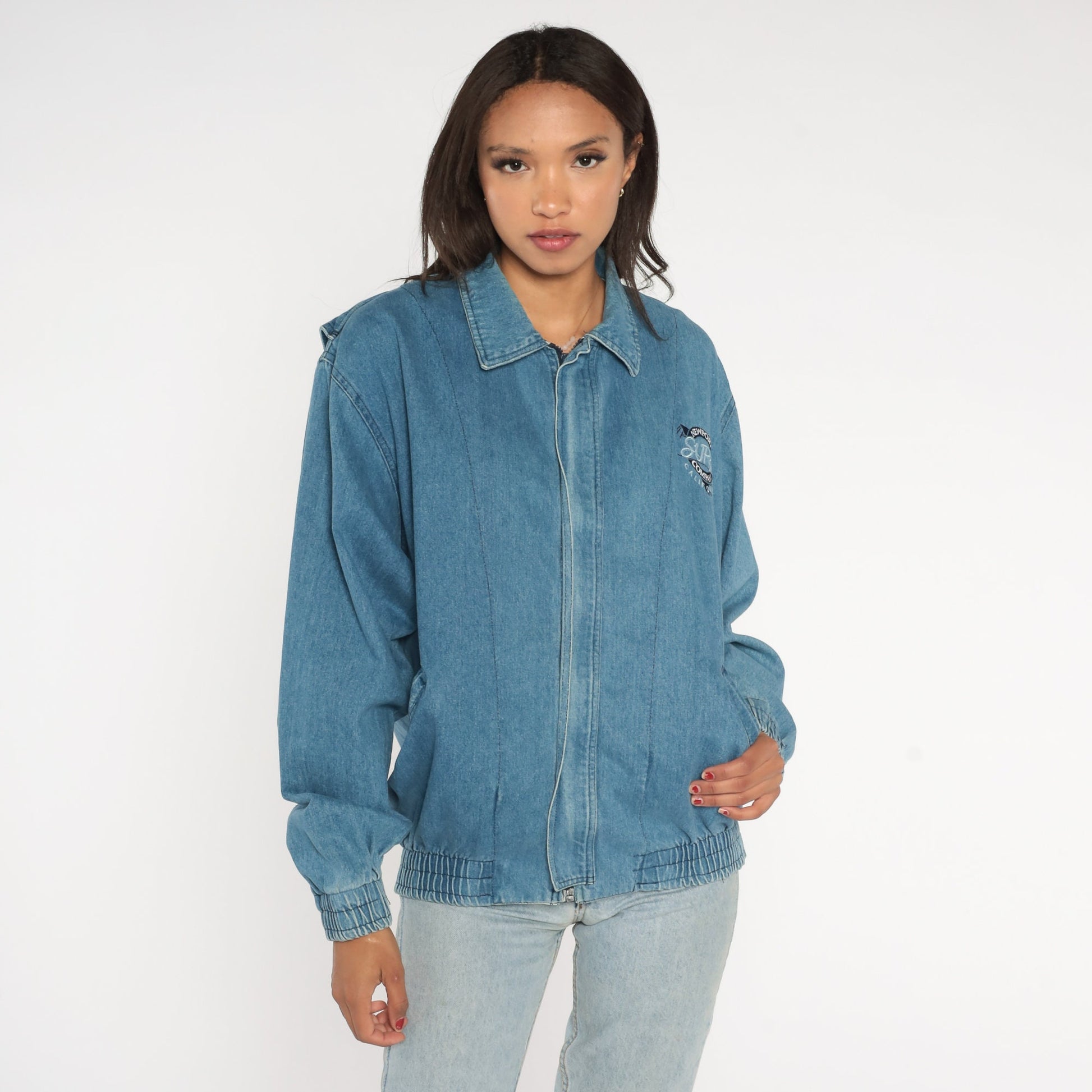 90s Newport Surf Company Blue Denim Zip Jacket Extra Large XL