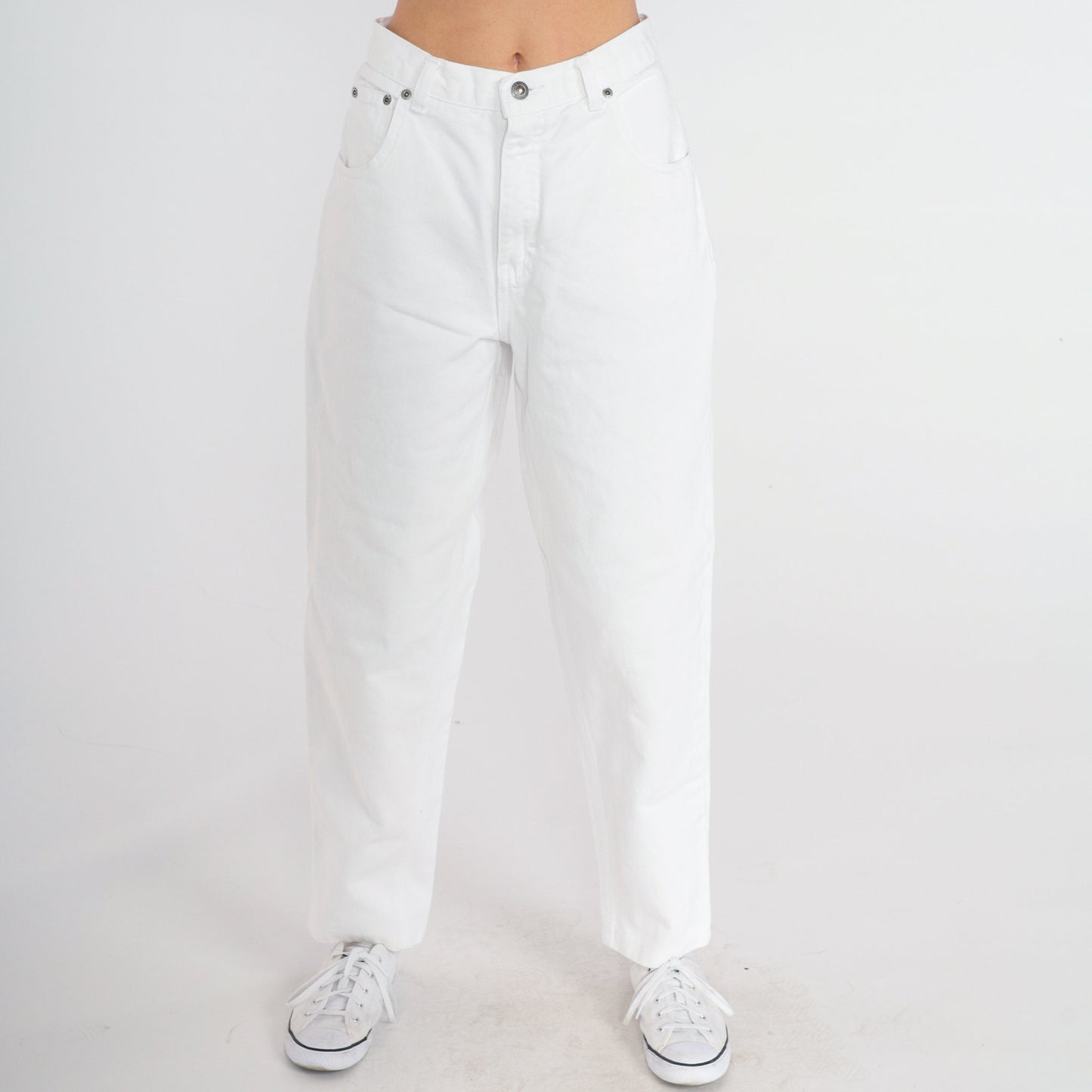 90s Bonjour White Denim High-Waist Straight Tapered Jeans Small