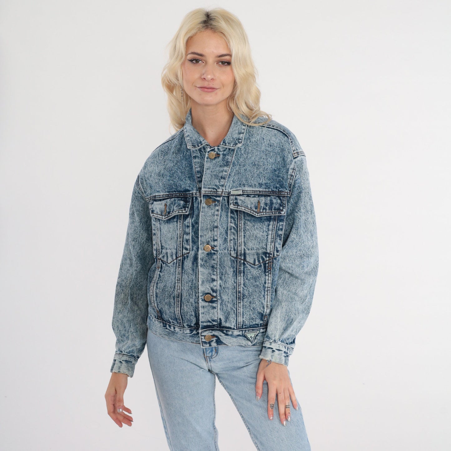 90s Guess Georges Marciano Acid Wash Denim Jacket Blue Large L