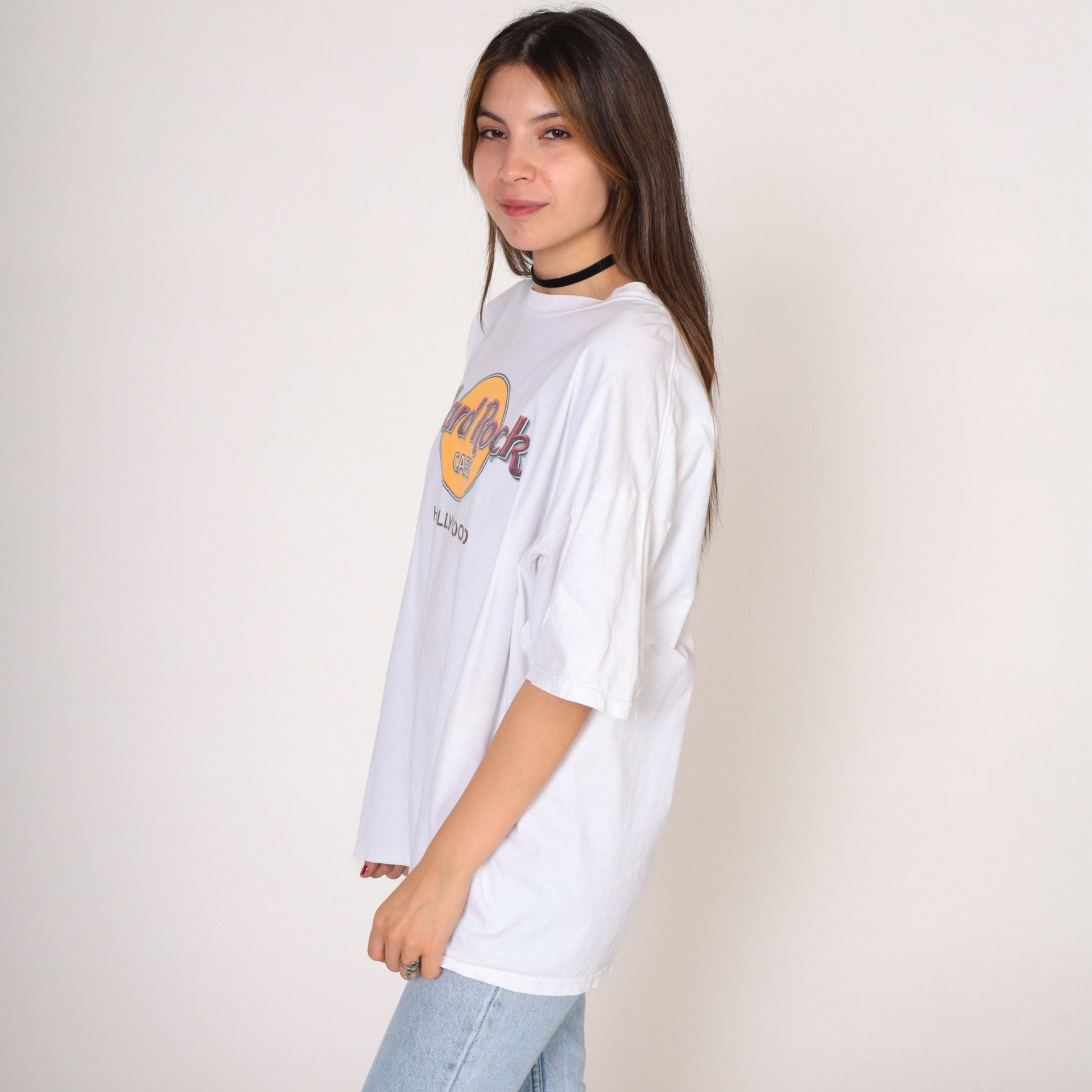 Hard Rock Cafe Hollywood 90s Graphic T-Shirt White Extra Large XL