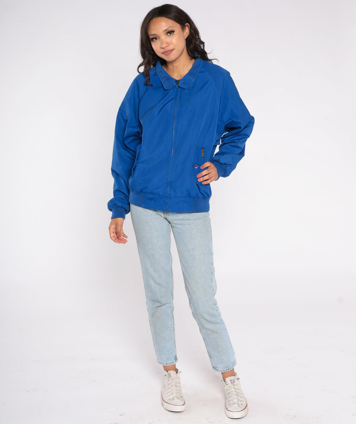 Eddie Bauer 90s Royal Blue Windbreaker Bomber Jacket Raglan Medium M