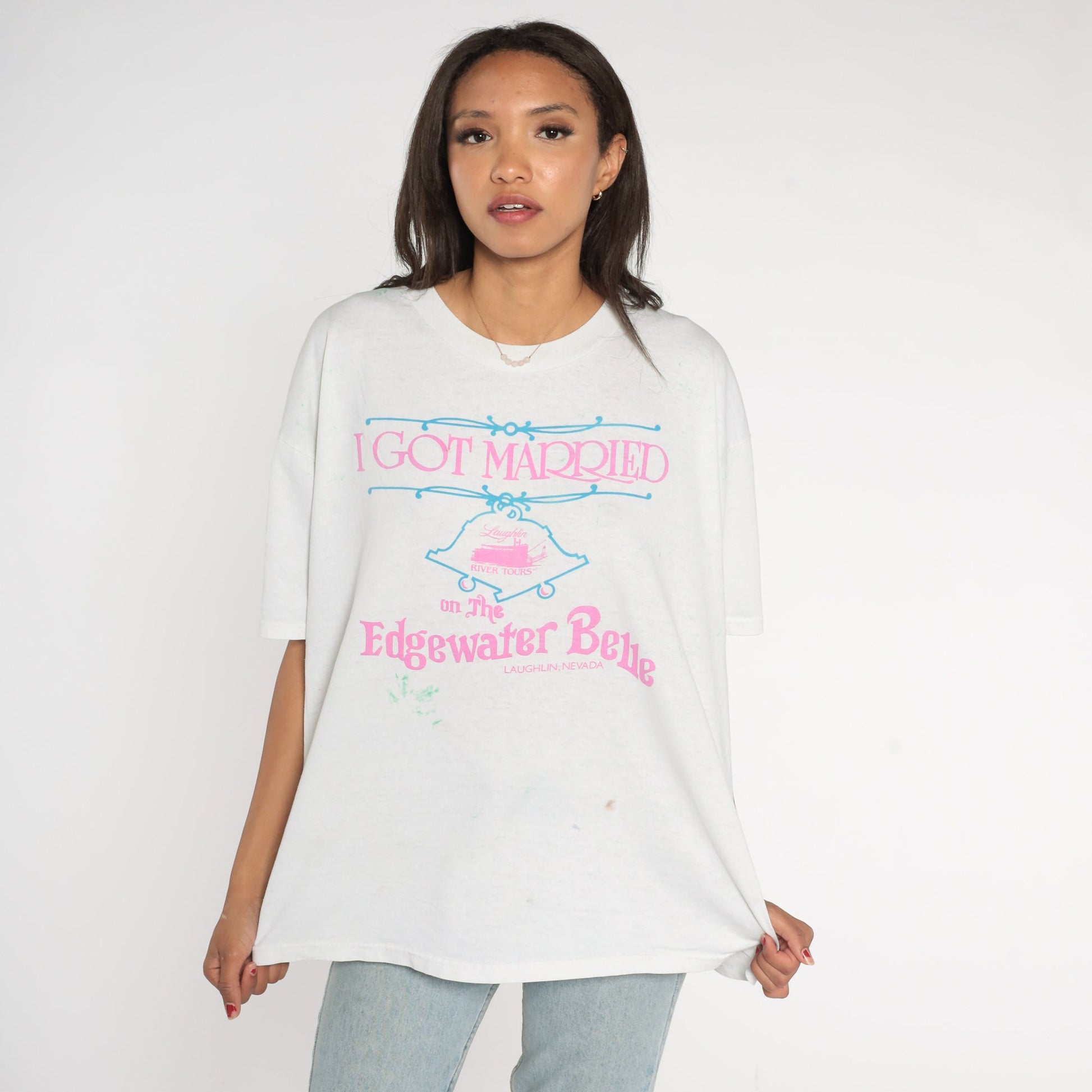 90s Edgewater Belle Steamboat Graphic T-Shirt Laughlin Nevada Wedding Tee Extra Large