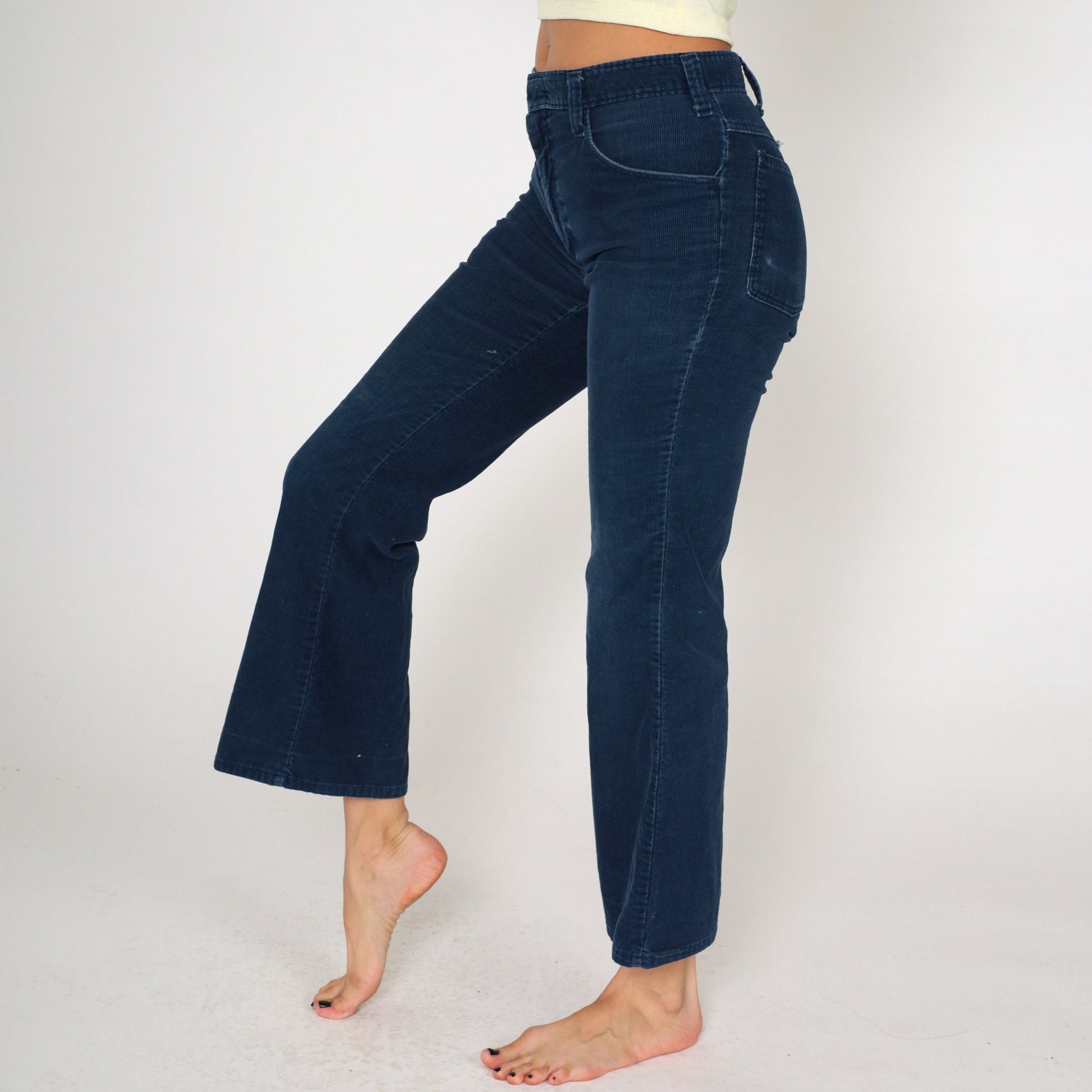 90s Dickies Navy Corduroy Bell Bottom Pants Mid Rise Small