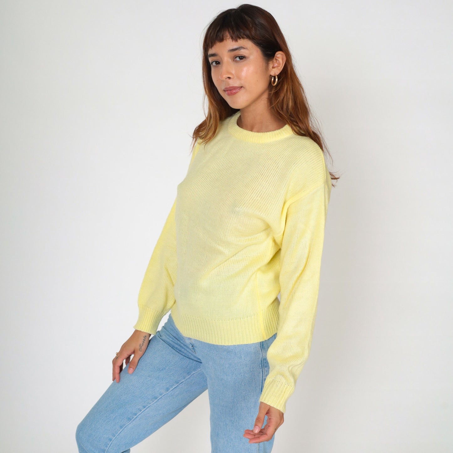 80s Monarch Knits Yellow Crew Neck Pullover Sweater Small