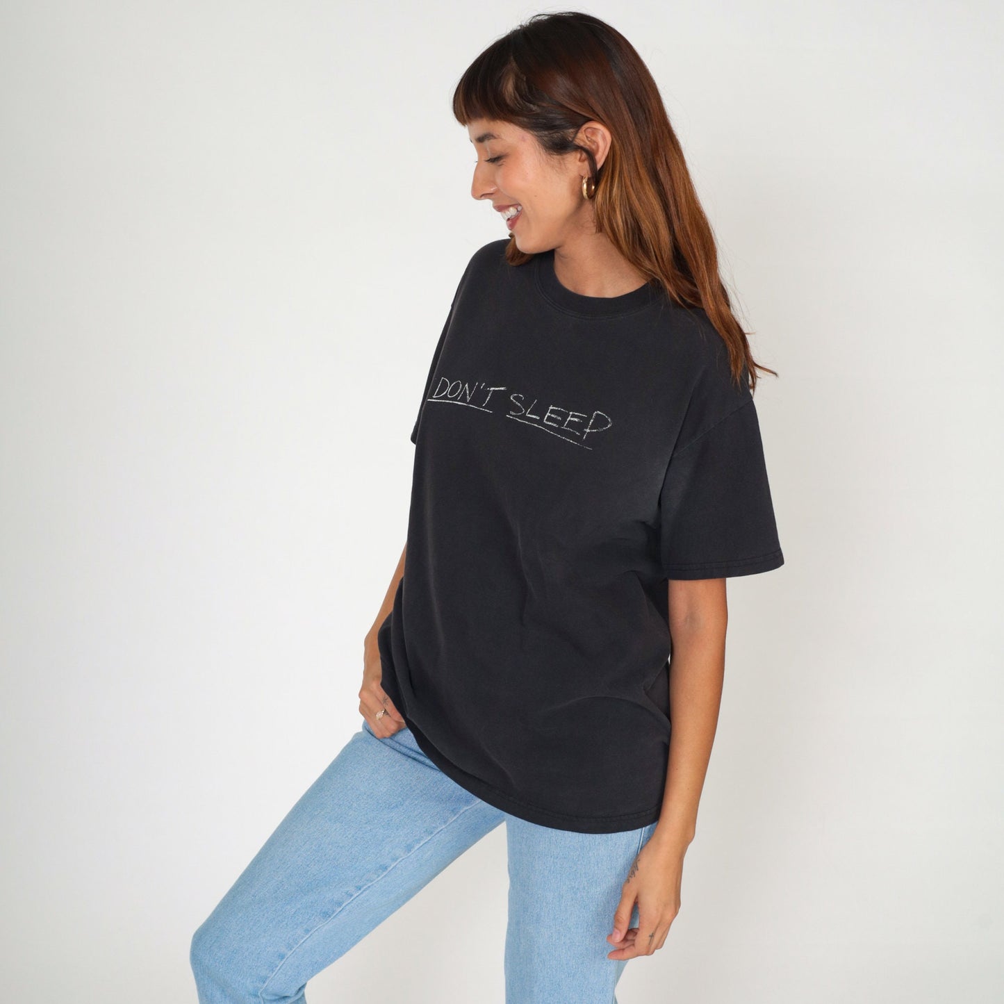 90s Don't Sleep The Invasion Graphic T-Shirt Black Cotton Medium M