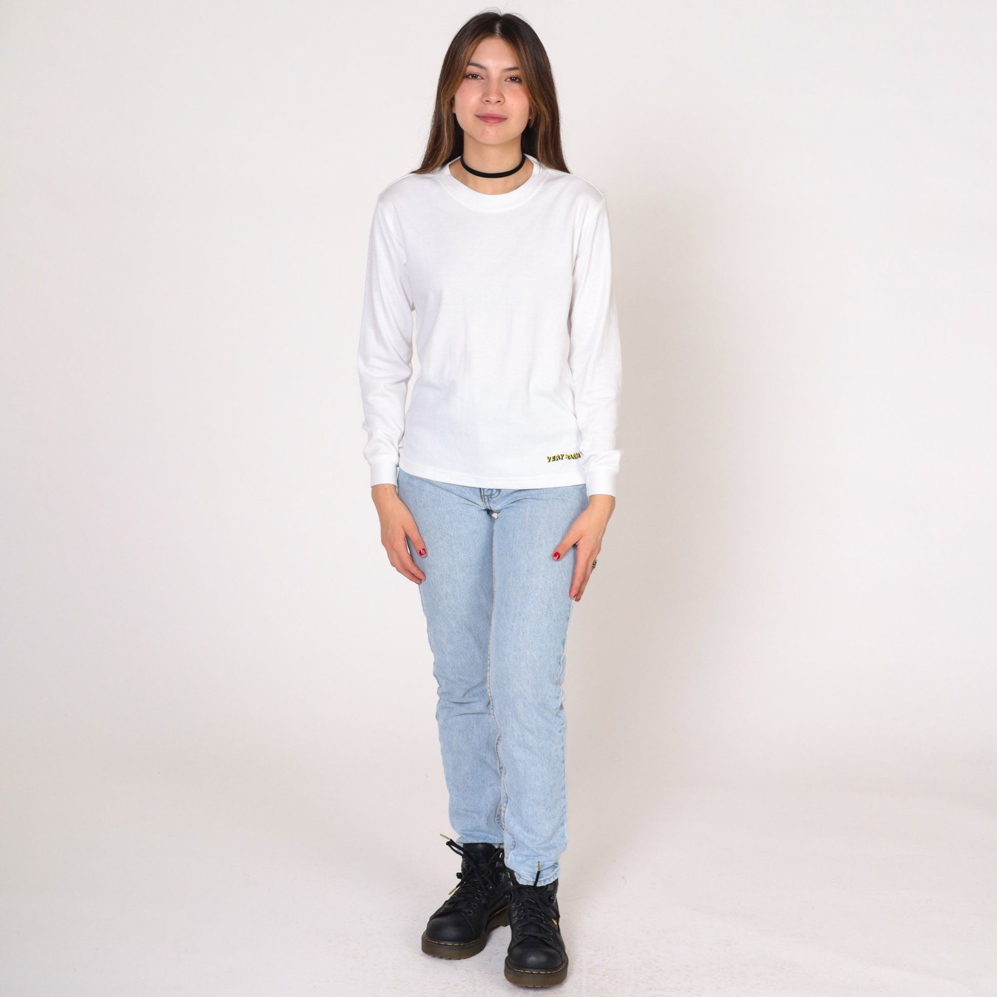 00s Very Warm Thermal Long Sleeve Shirt White Crew Neck Medium