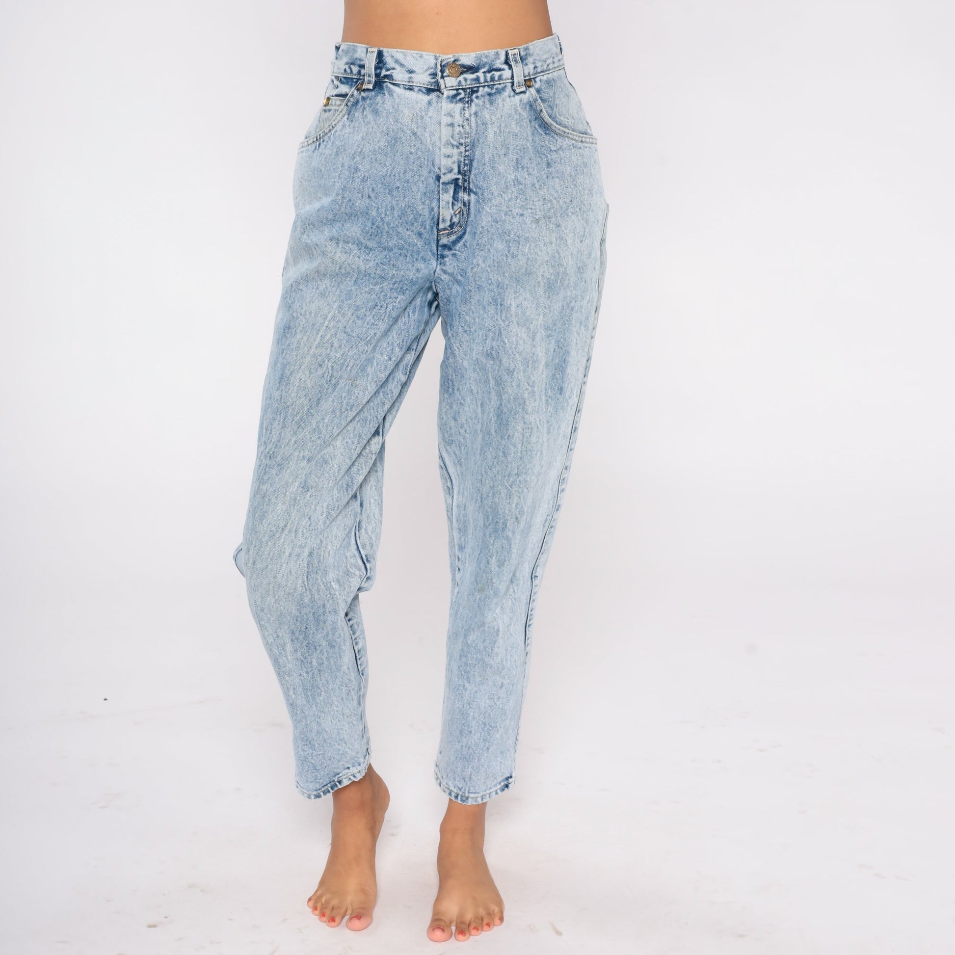 90s Levi's 573 Acid Wash High Waisted Tapered Jeans Small