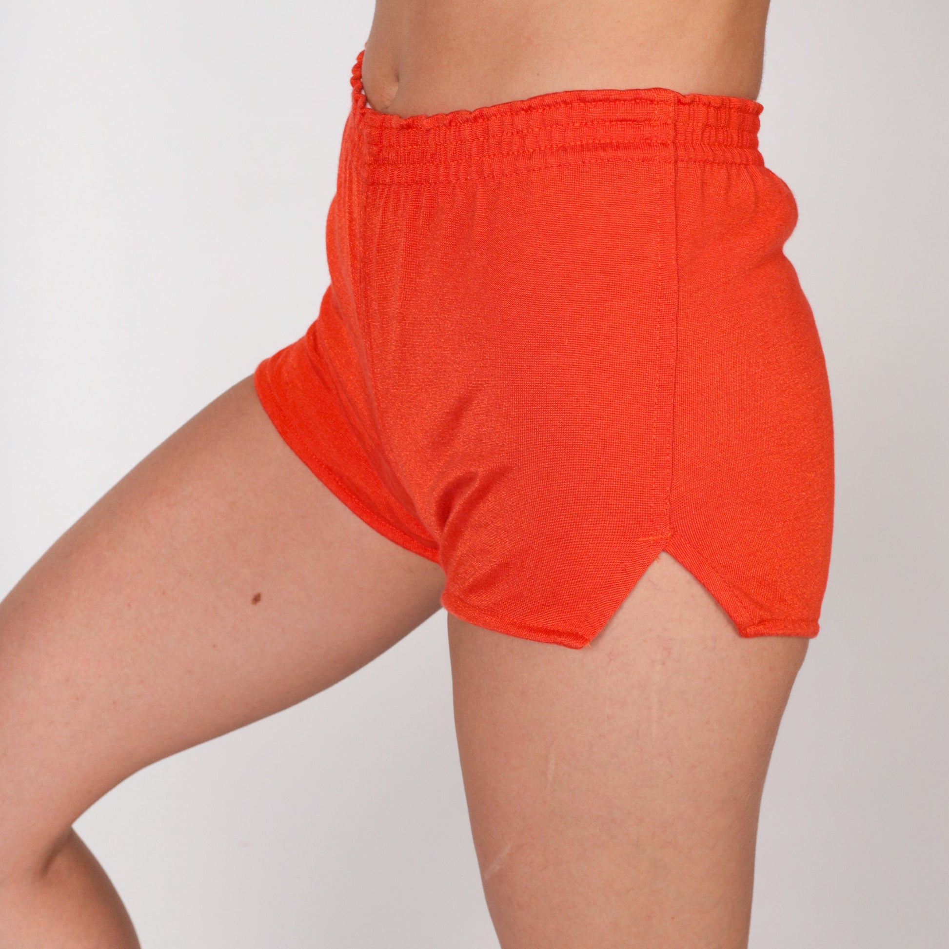 70s Orange Nylon Hotpants Side Slit Shorts Extra Small XS