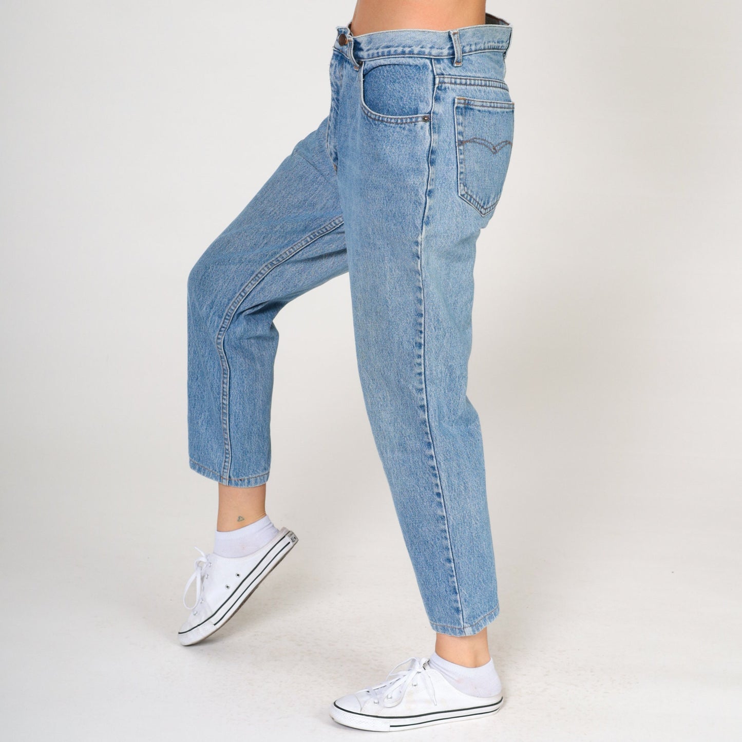 90s High-Rise Straight Leg Ankle Jeans Blue Denim Medium