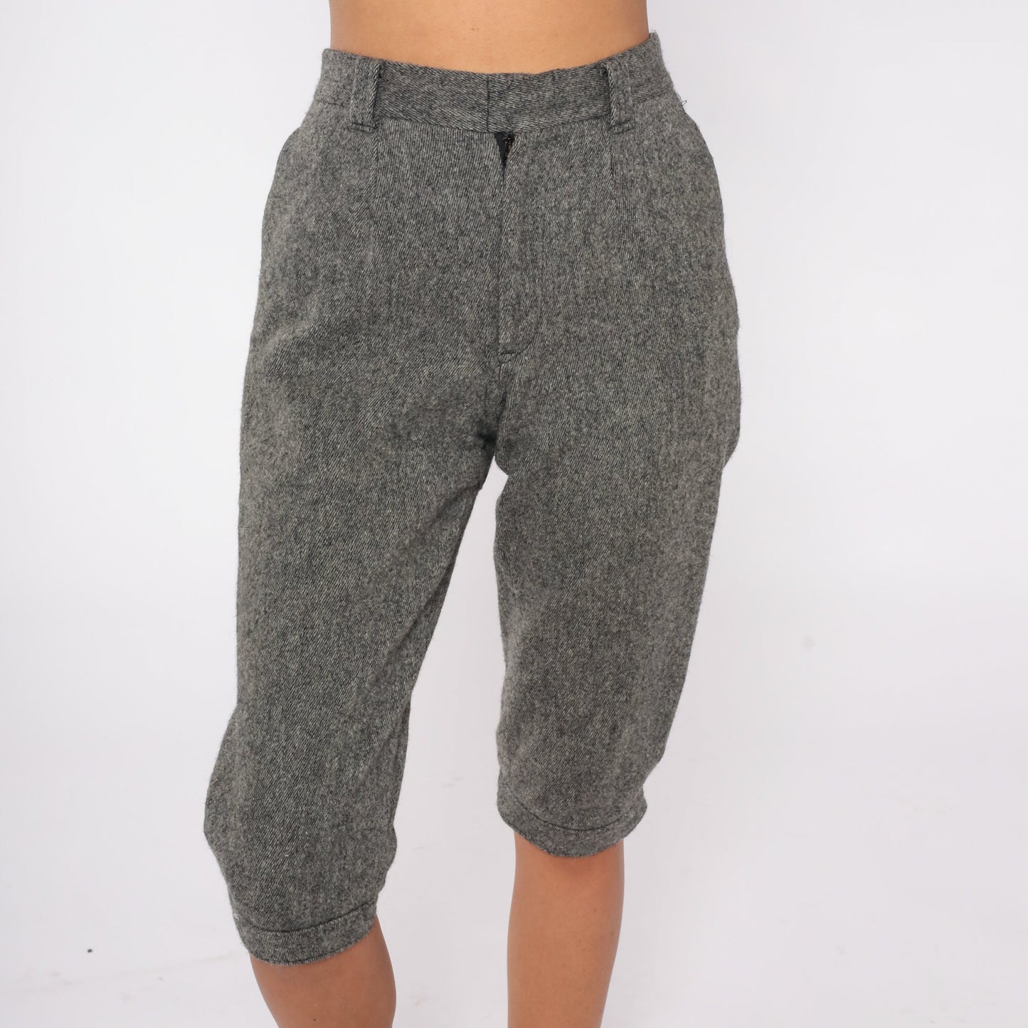 Woolrich 80s Grey Wool Blend High-Waisted Capri Pants Small S