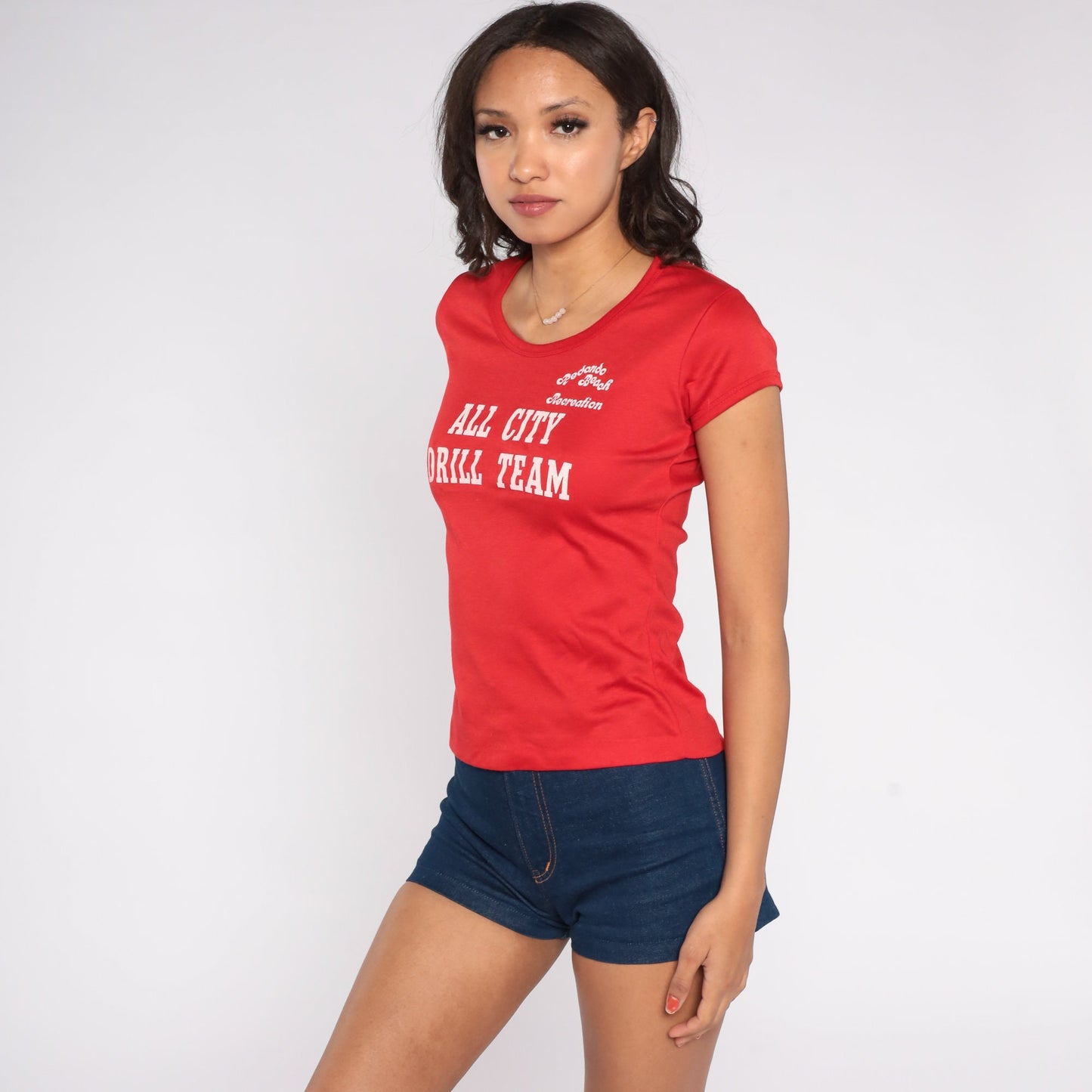 80s Redondo Beach All-City Drill Team Graphic Tee Red Single Stitch Small
