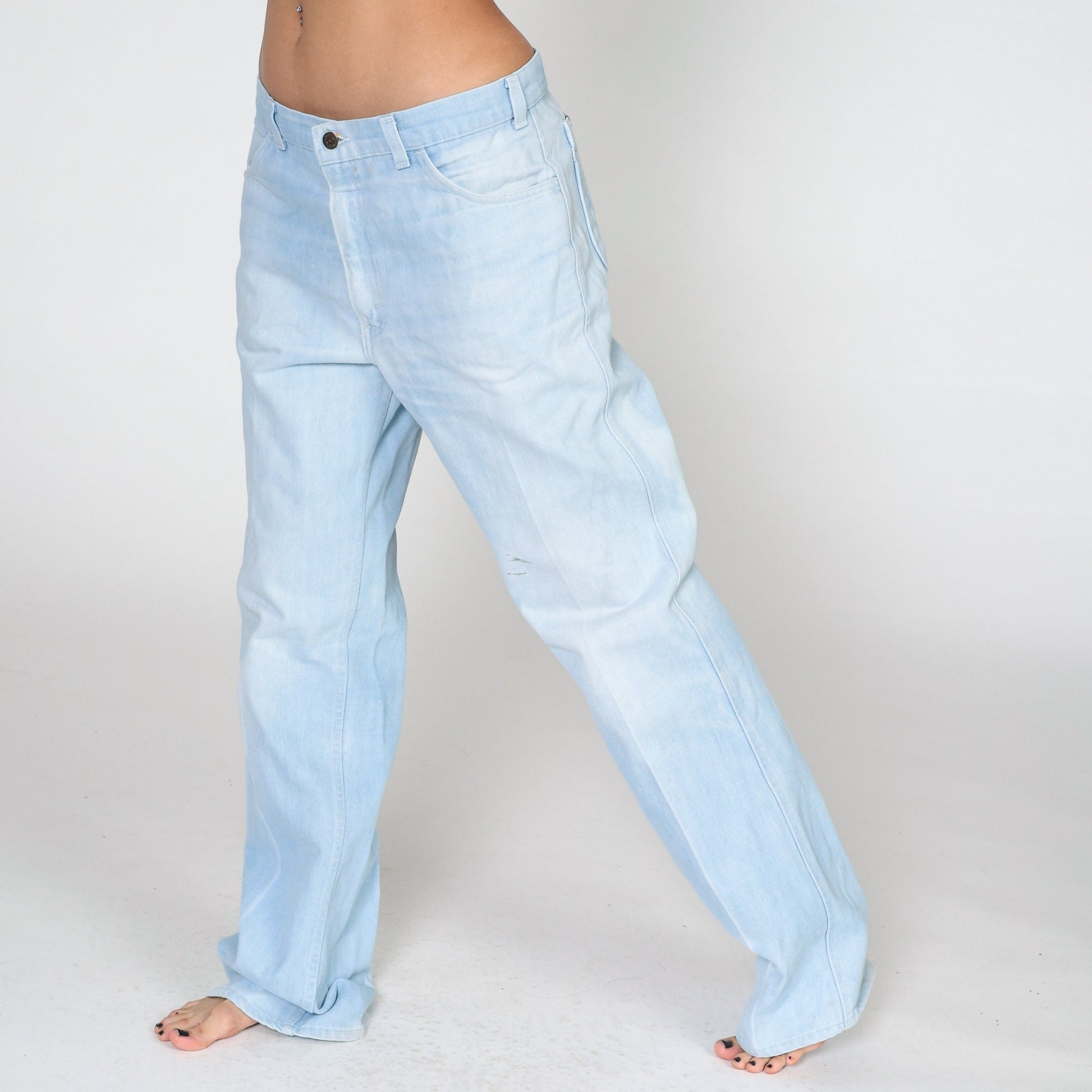 70s Levi's White Tab High Rise Straight Leg Jeans Light Wash Men's 36x34