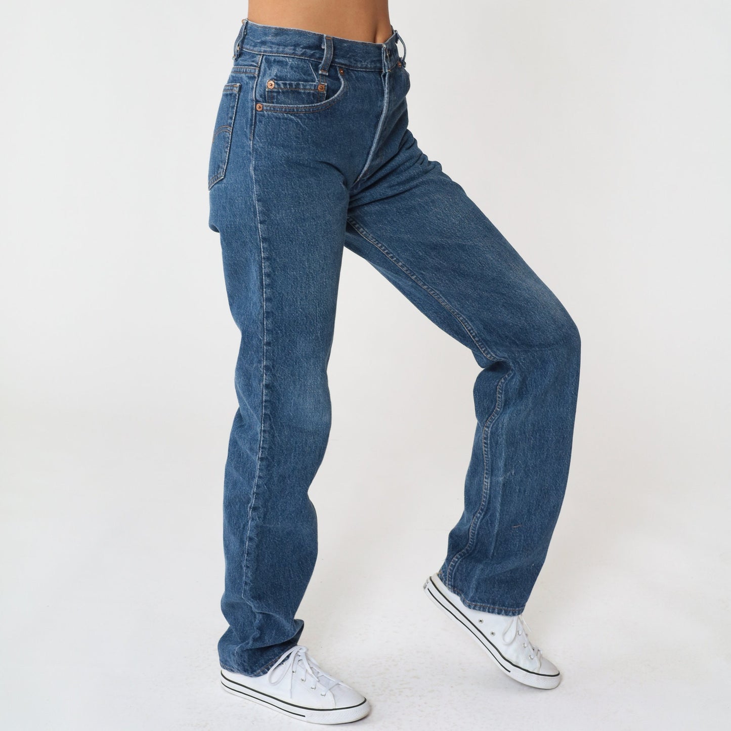 90s Levi's Student Jeans Straight Leg Mid Rise Blue Denim Extra Small XS
