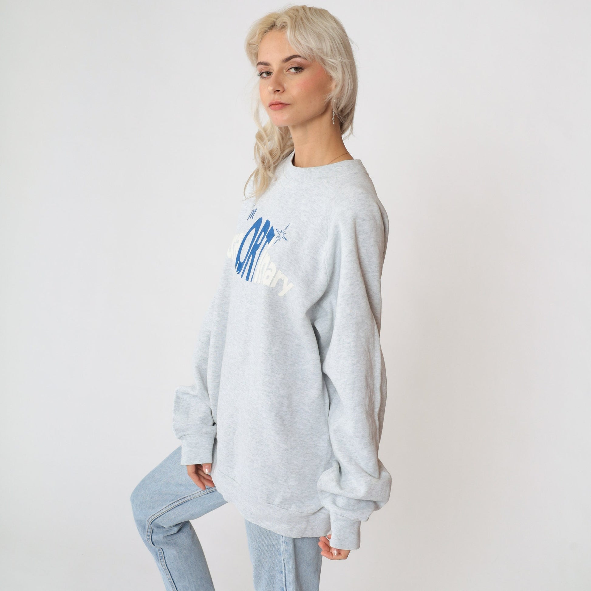 90s I'm Extra-Ort-Inary Slogan Sweatshirt Raglan Sleeve Graphic Pullover XXL