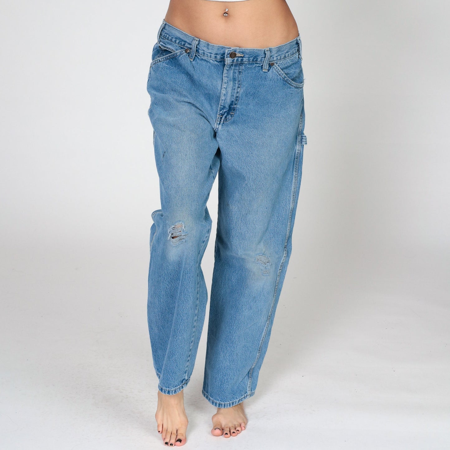 Dickies Carpenter Jeans 00s High Waisted Straight Leg Cargo Denim Blue 34x30