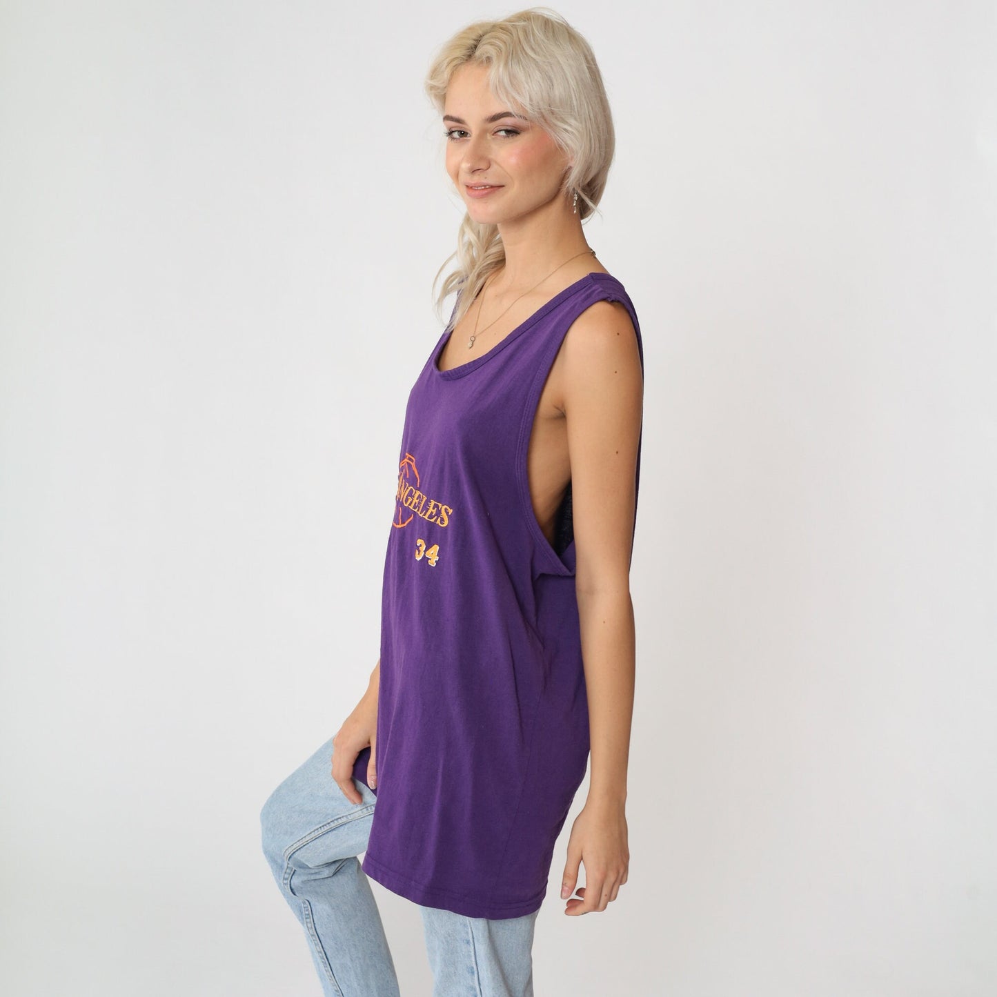 90s Lakers Shaq 34 Purple Basketball Tank Top Cotton Extra Large XXL