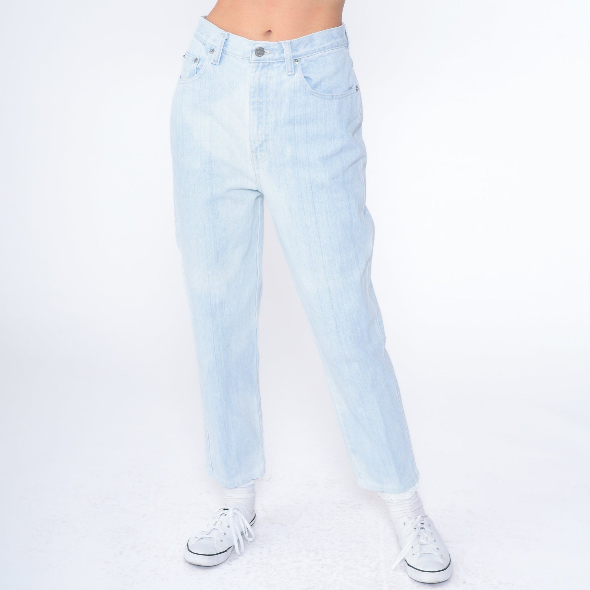 90s Sasson Light Wash High Waist Tapered Ankle Jeans Blue Denim Small