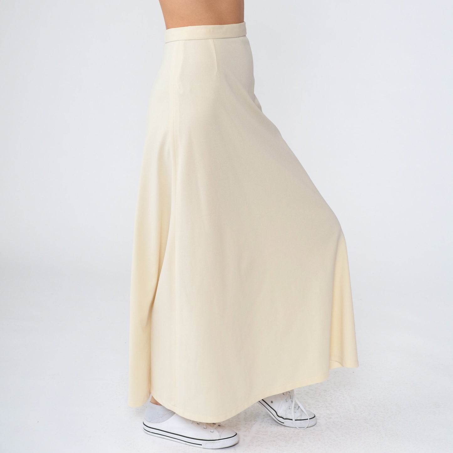 70s Cream High-Waisted Maxi Skirt Extra Small