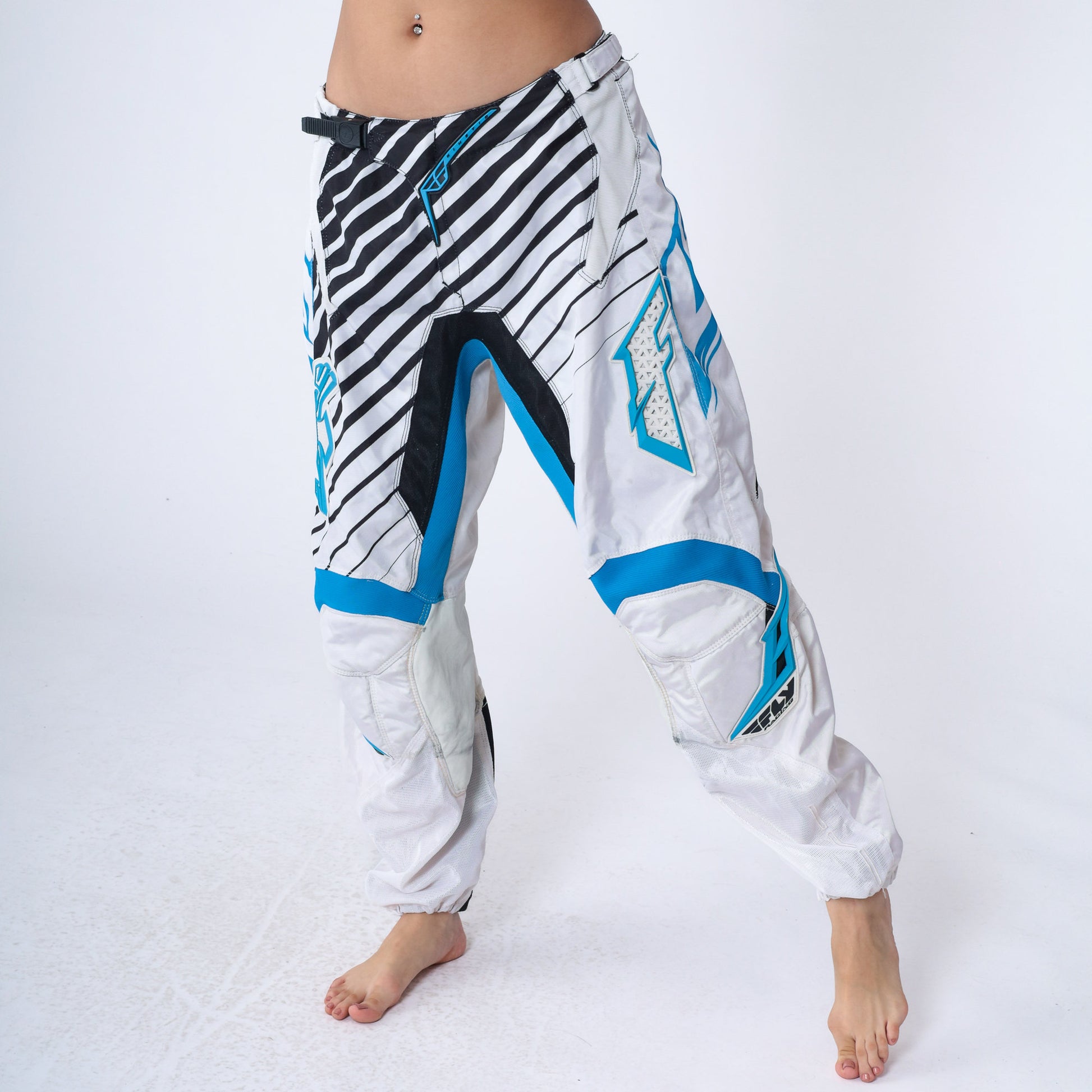 90s Fly Racing Motocross Pants White Black Motorcycle Riding Large