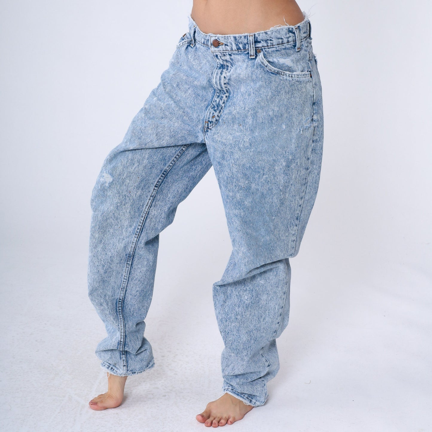 90s Levi's Acid Wash High Rise Jeans Tapered Denim Men's Large 36
