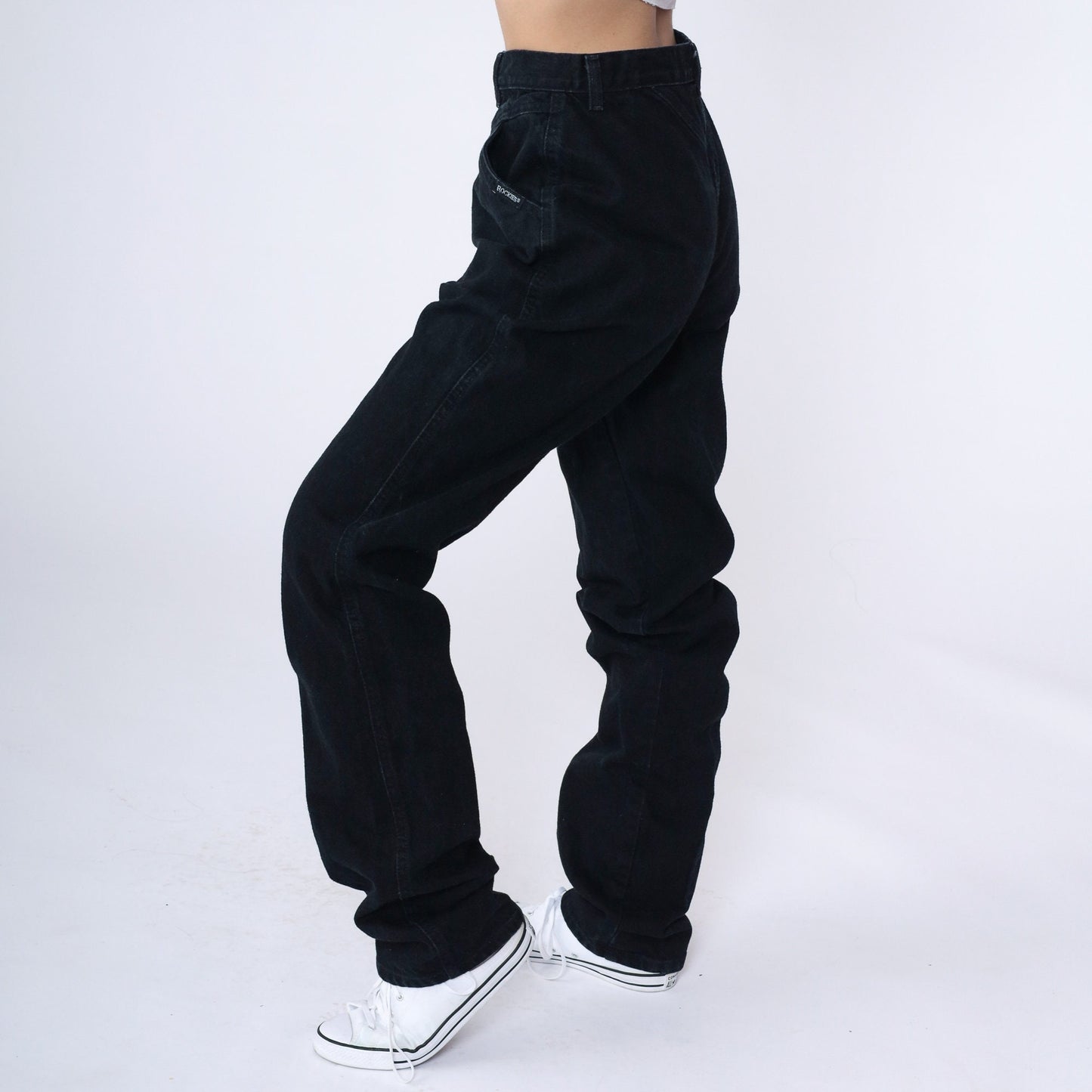 90s Rocky Mountain Black Denim High Waisted Jeans Tapered Leg Small