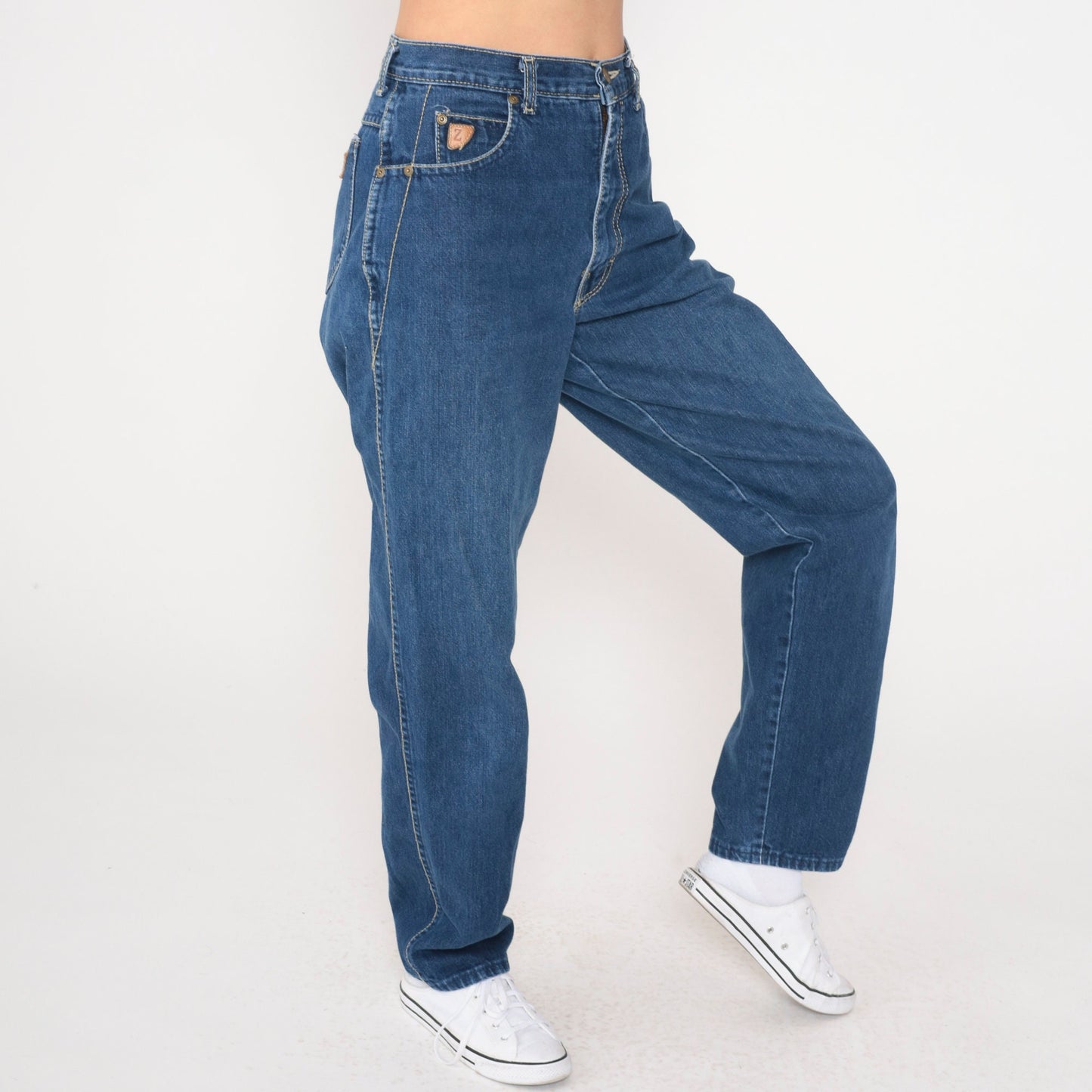 90s Zena High Waist Straight Leg Mom Jeans Blue Denim Small 27