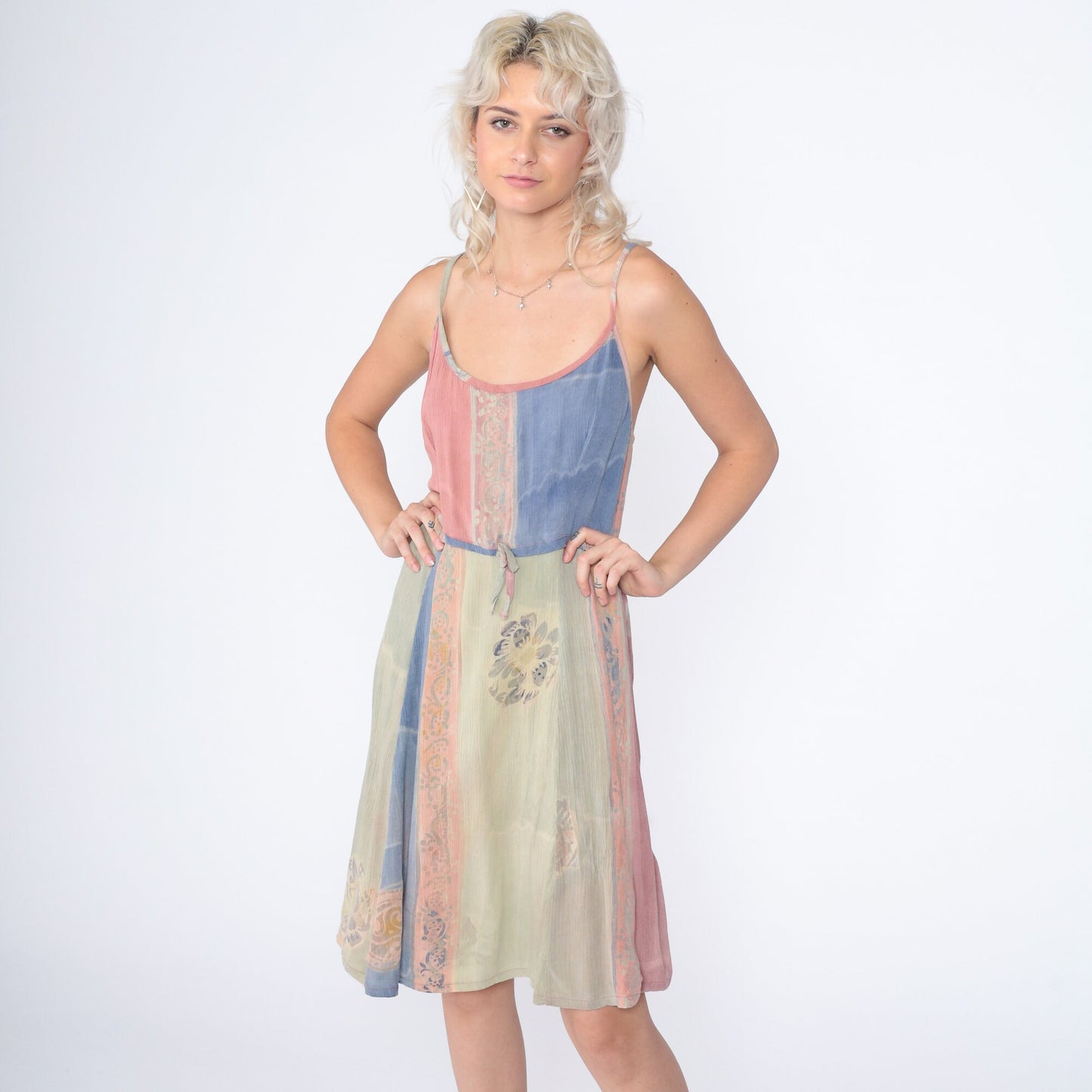 00s Hilo Hattie Tropical Floral Striped Sundress Multicolor Knee-Length Large L