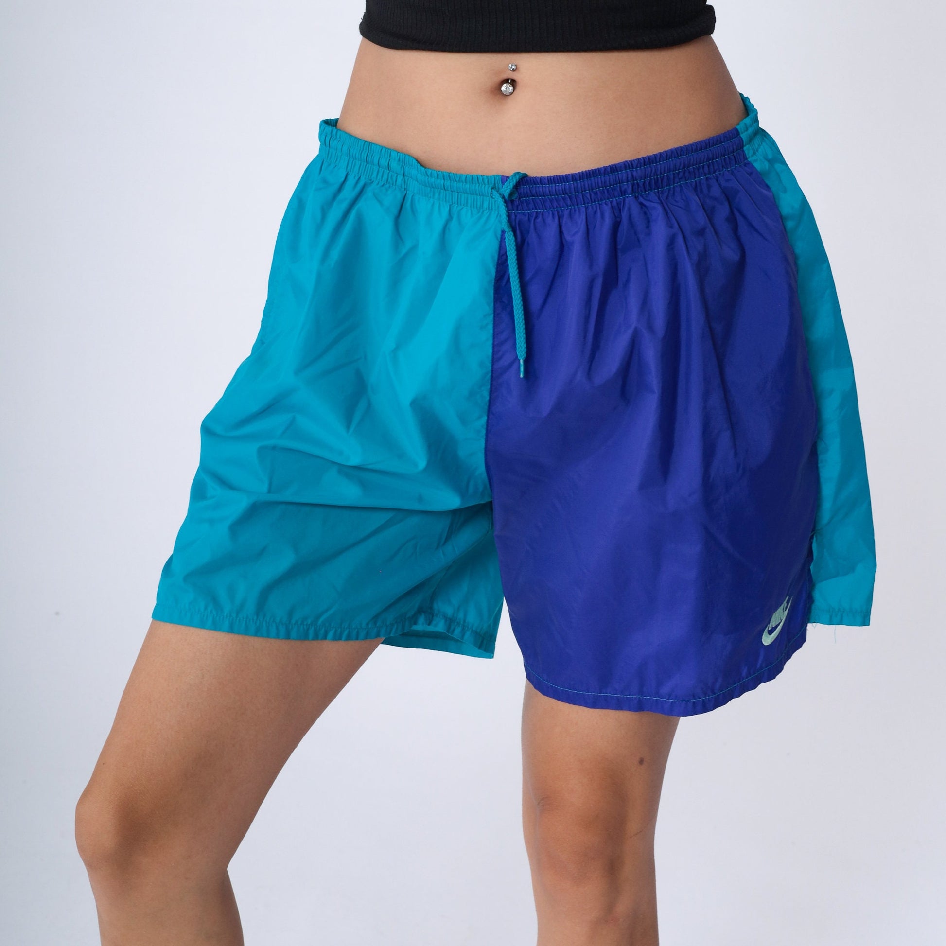 Nike 90s Colorblock Swim Shorts Turquoise Blue Nylon Large