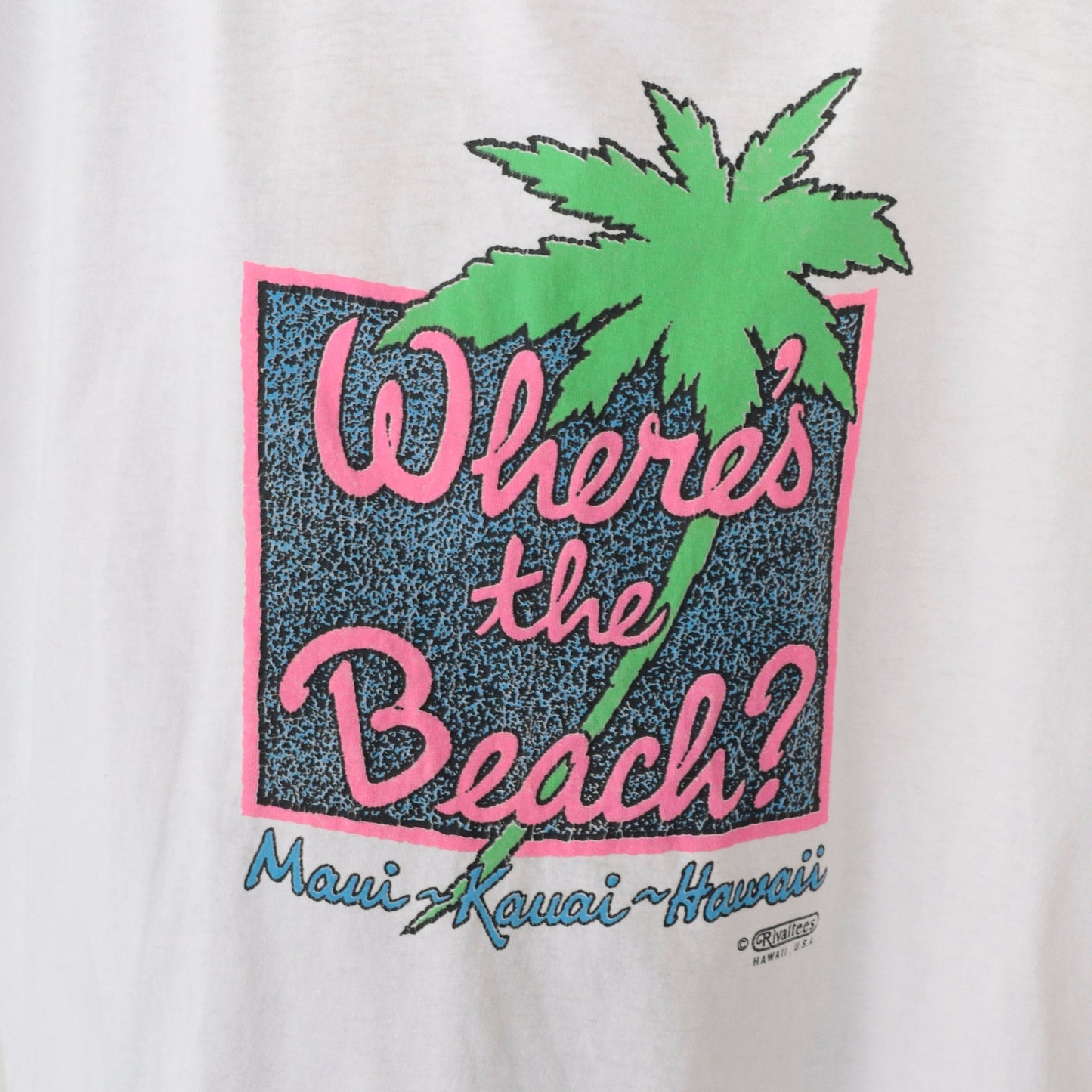 90s Where's The Beach Hawaii Graphic T-Shirt White Single Stitch Extra Large XXL