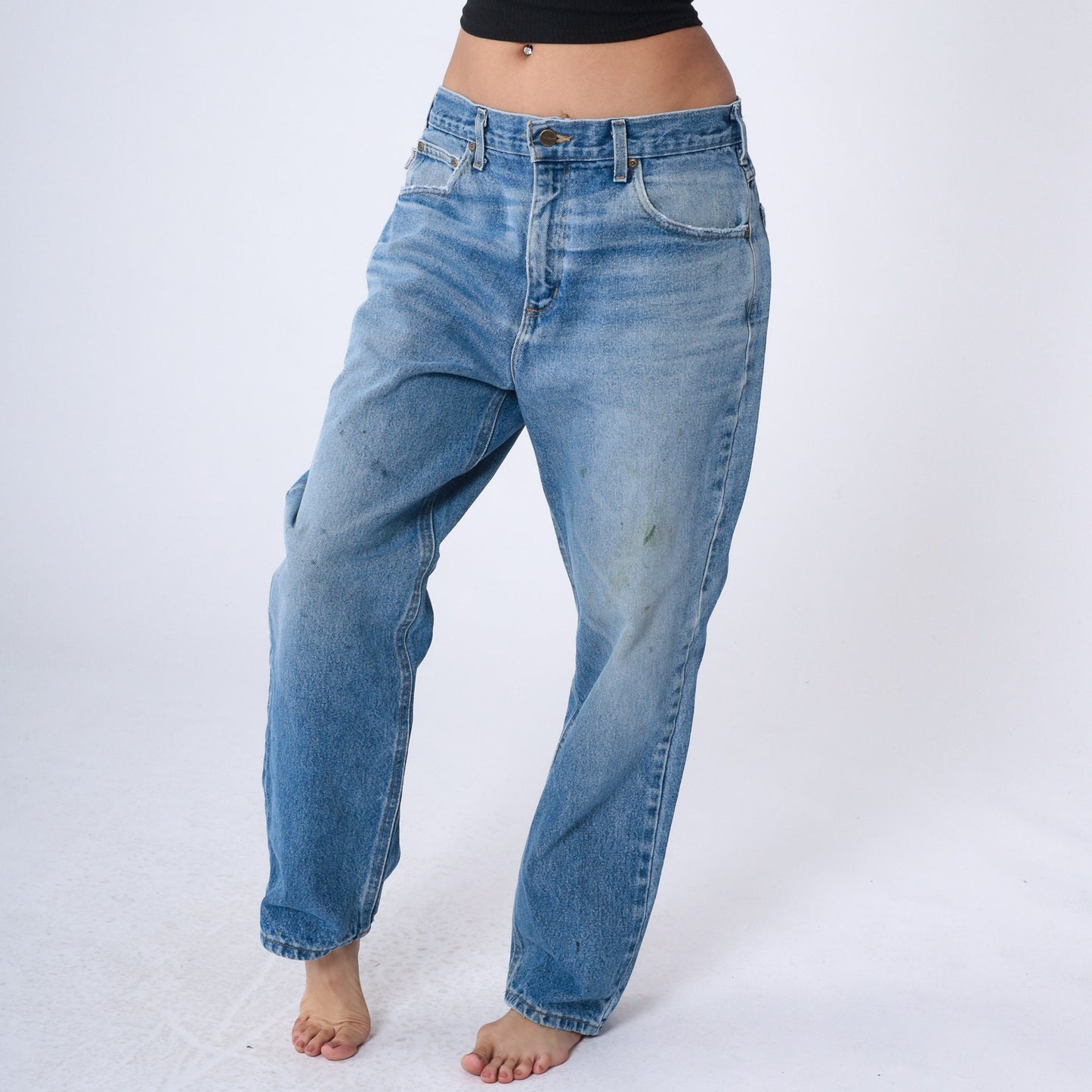 90s Carhartt Workwear Jeans Distressed Paint Splatter Blue Denim 36x30