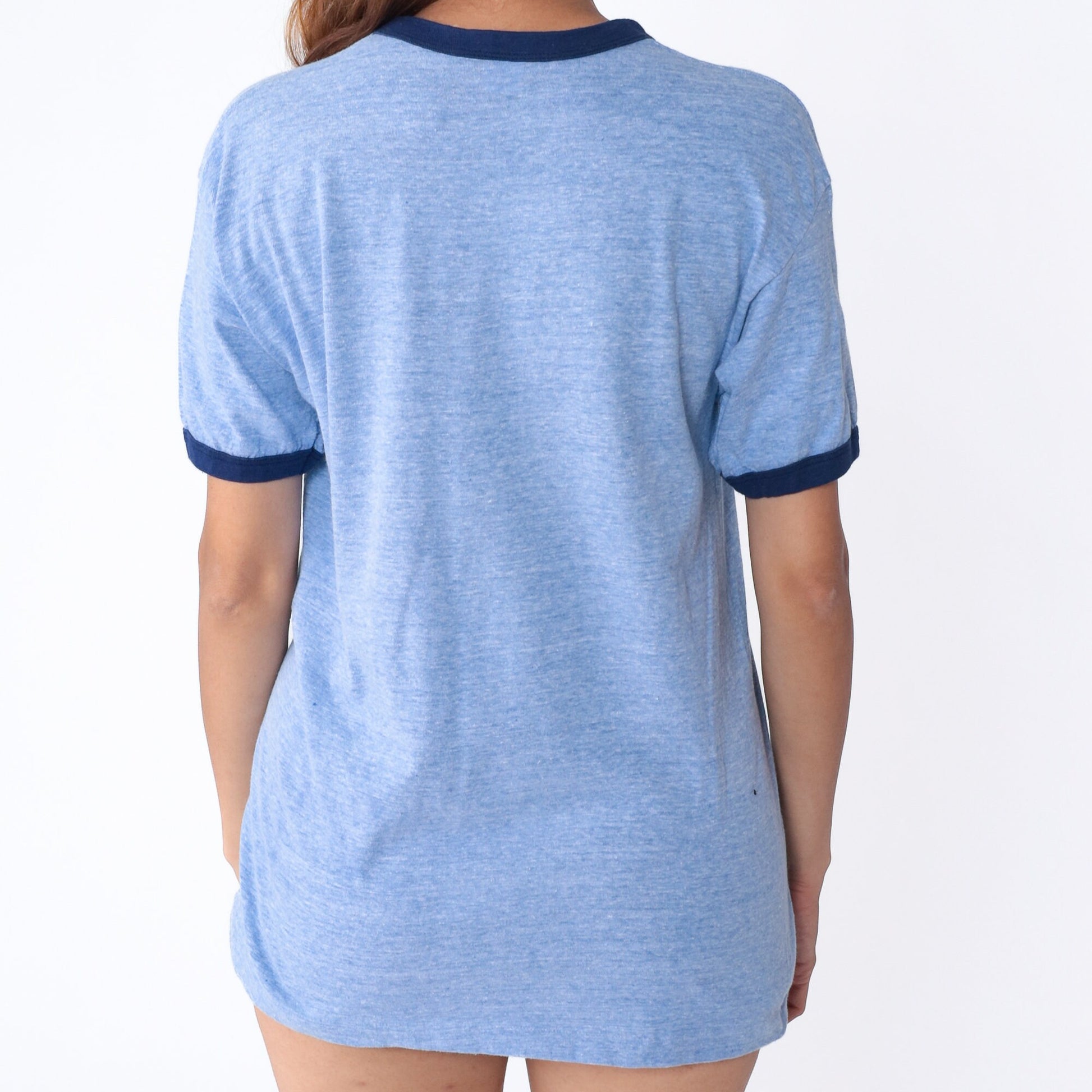 80s Ford Graphic Ringer Tee Blue Single Stitch T-Shirt Medium