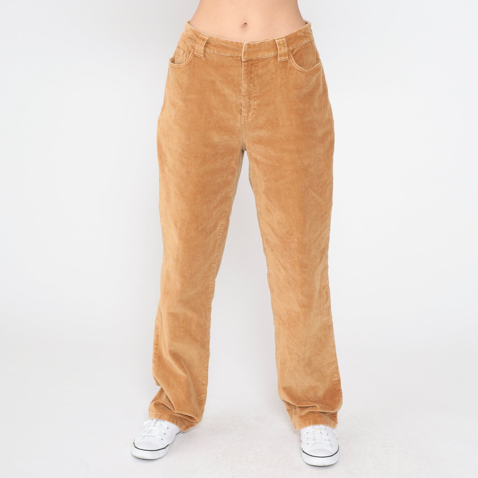 00s St. John's Bay Golden Brown Corduroy Pants Straight Leg Mid Rise Small 6