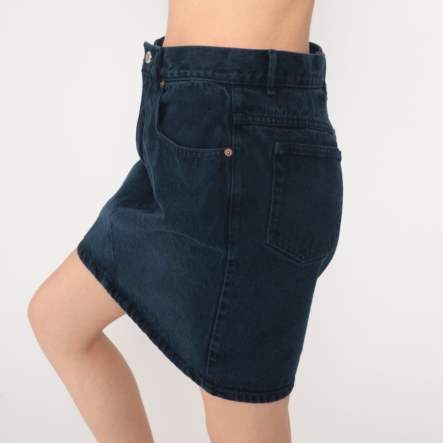 90s Jokko Black Denim Mini Skirt High Waisted Small