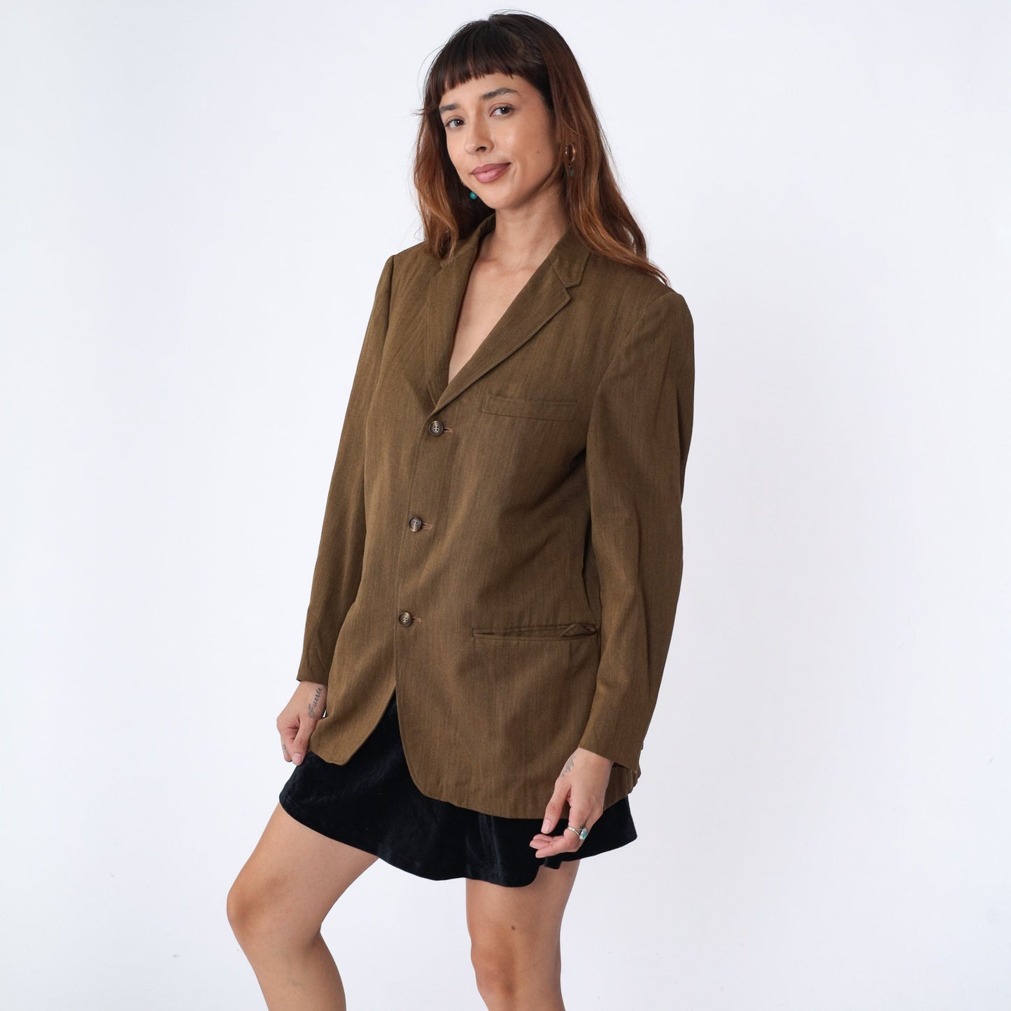70s Brown Wool Blend Blazer Jacket Men's Medium
