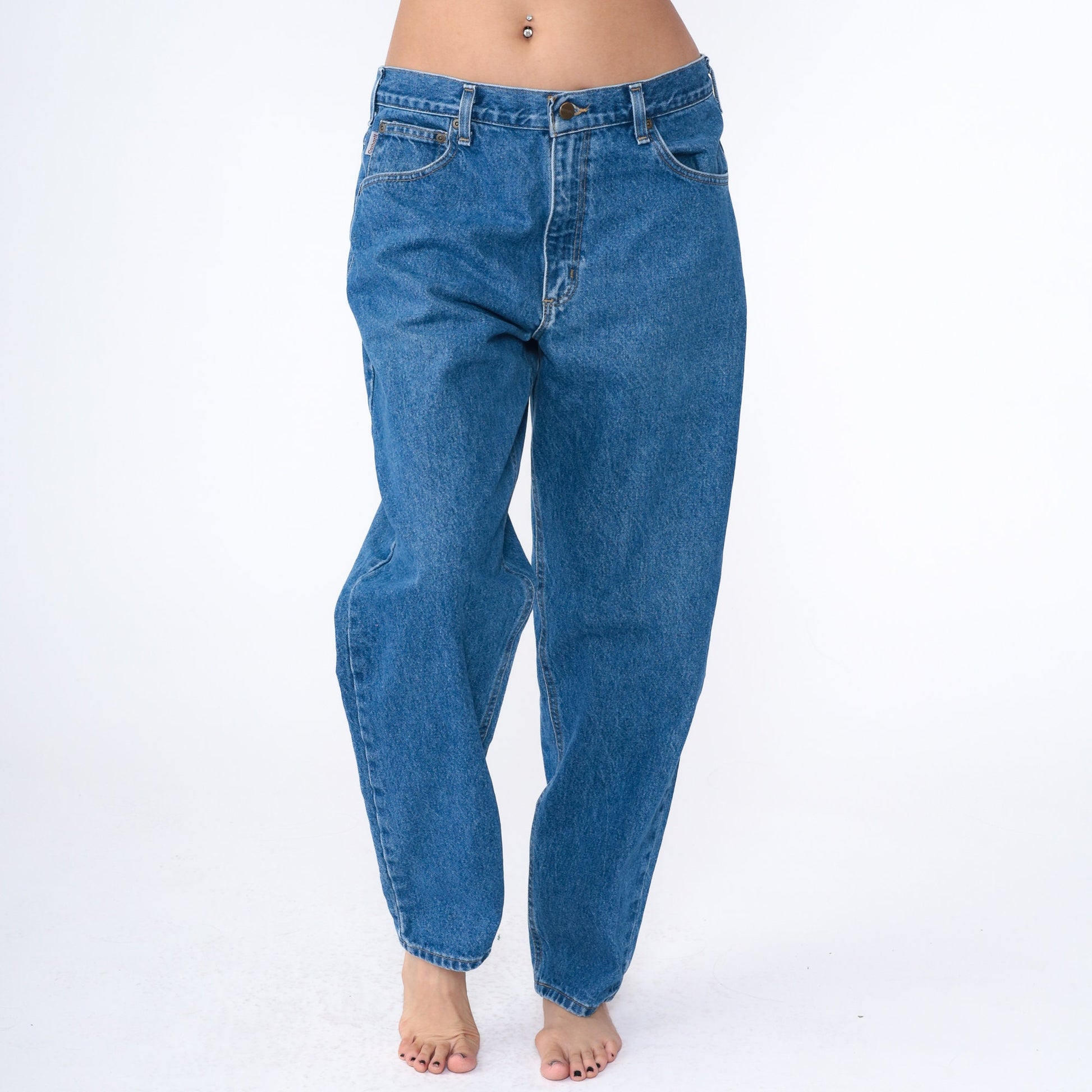 Carhartt 00s Workwear Jeans Blue Denim High Waist Relaxed Tapered Men's 36x30