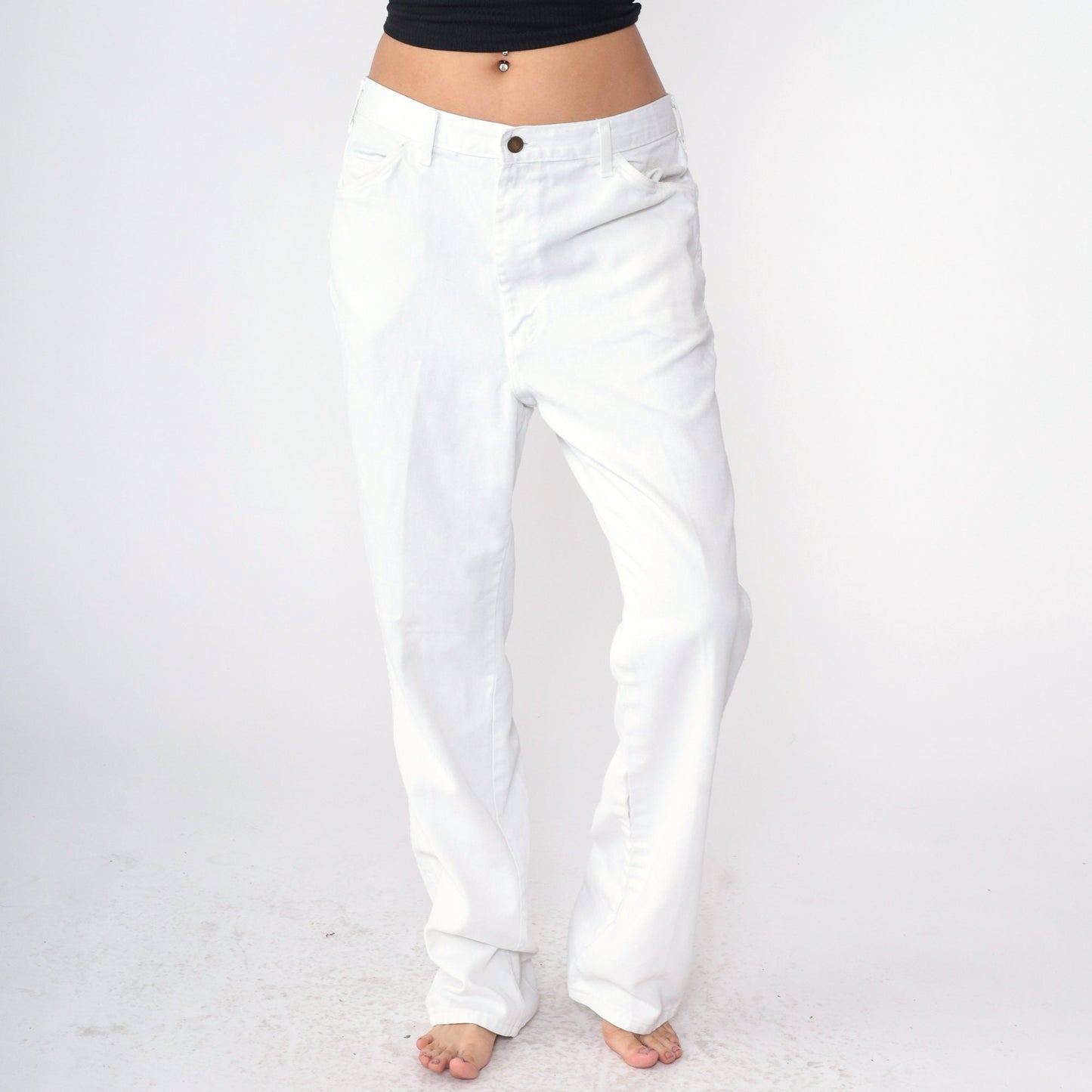 Y2K Dickies Painter's Pants White High-Waist Straight Leg Cotton 36x34