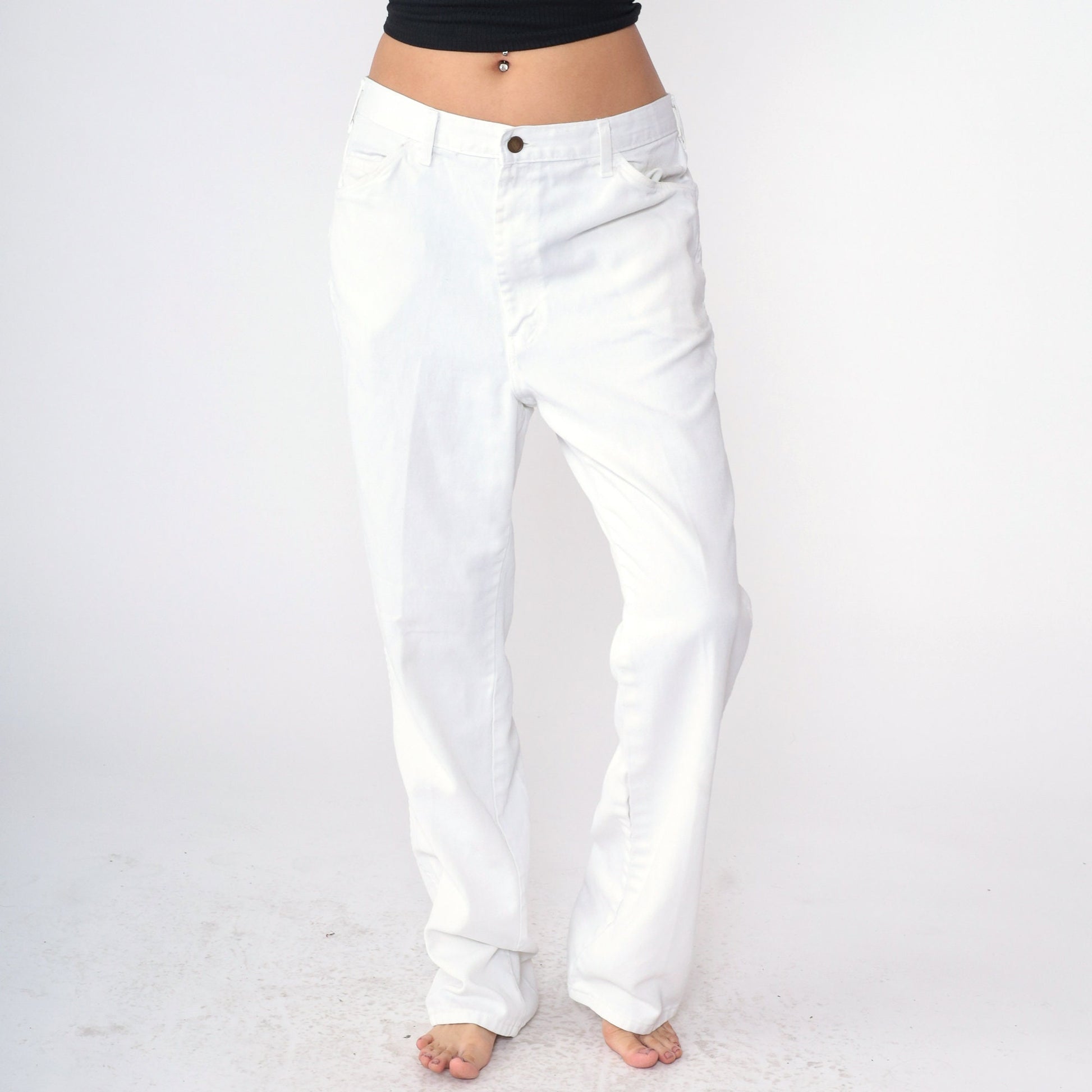 Y2K Dickies Painter's Pants White High-Waist Straight Leg Cotton 36x34