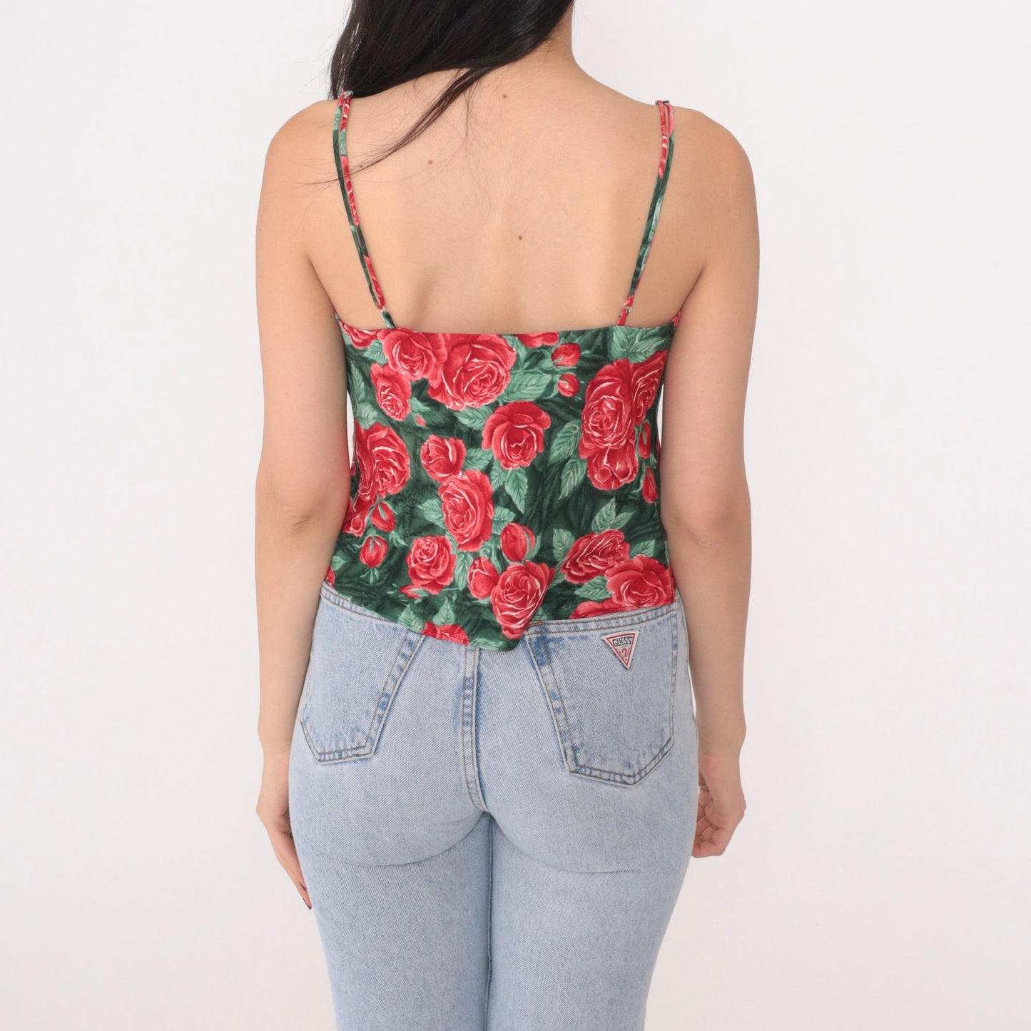 90s Victoria's Secret Floral Camisole Lace Trim Button-Up Small S